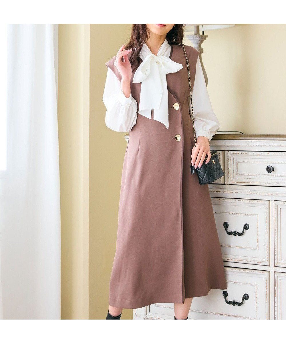 【フェルゥ/Feroux】の【洗える】バイカラートリム ジャンパースカート インテリア・キッズ・メンズ・レディースファッション・服の通販 founy(ファニー) 　ファッション　Fashion　レディースファッション　Fashion for Women　スカート　Skirts　おすすめ　Recommended / Our Picks　インナー　Innerwear　タートル　Turtleneck, Turtle Collar　ツイル　Twist, Twisted Detail　トリミング　Trimming, Decorative Edge　トレンド　Trend, Trending Now　夏　Summer　定番　Standard, Basic Item　春　Spring　S/S・春夏　SS, Spring/Summer, Warm Season　洗える　Machine Washable　ダークブラウン系|ID: prp329100004611632 ipo3291000000033414644