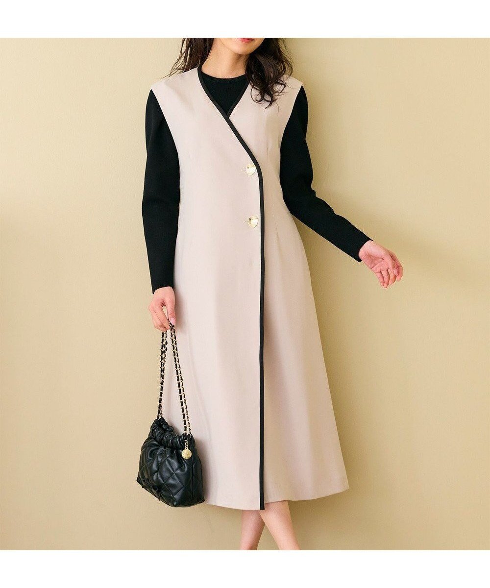 【フェルゥ/Feroux】の【洗える】バイカラートリム ジャンパースカート インテリア・キッズ・メンズ・レディースファッション・服の通販 founy(ファニー) 　ファッション　Fashion　レディースファッション　Fashion for Women　スカート　Skirts　おすすめ　Recommended / Our Picks　インナー　Innerwear　タートル　Turtleneck, Turtle Collar　ツイル　Twist, Twisted Detail　トリミング　Trimming, Decorative Edge　トレンド　Trend, Trending Now　夏　Summer　定番　Standard, Basic Item　春　Spring　S/S・春夏　SS, Spring/Summer, Warm Season　洗える　Machine Washable　ベージュ系|ID: prp329100004611632 ipo3291000000033414646