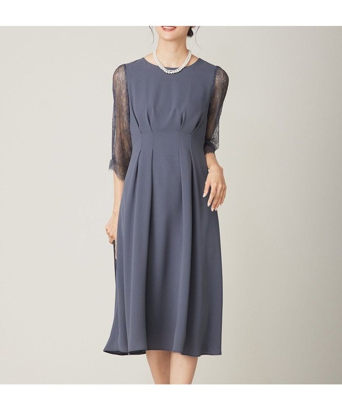 【エニィ スィス/any SiS】の【Lily Calin】レーススリーブタック ドレス インテリア・キッズ・メンズ・レディースファッション・服の通販 founy(ファニー) https://founy.com/ ファッション Fashion レディースファッション Fashion for Women ワンピース Dresses フォーマル・パーティードレス・結婚式用ドレス Elegant & Casual Dresses アクセサリー Fashion Accessories シンプル Simple, Minimal ジョーゼット Georgette, Semi-Sheer Fabric スカラップ Scallop, Scalloped Edge ドレス Dress, One-Piece ネックレス Necklace, Pendant Necklace パール Pearl, Pearl Accent フィット Fit, Slim Fit フレア Flare, Flared レース Lace, Lace Fabric エレガント 上品 Elegant A/W・秋冬 Autumn/Winter |ID: prp329100004611812 ipo3291000000035165474