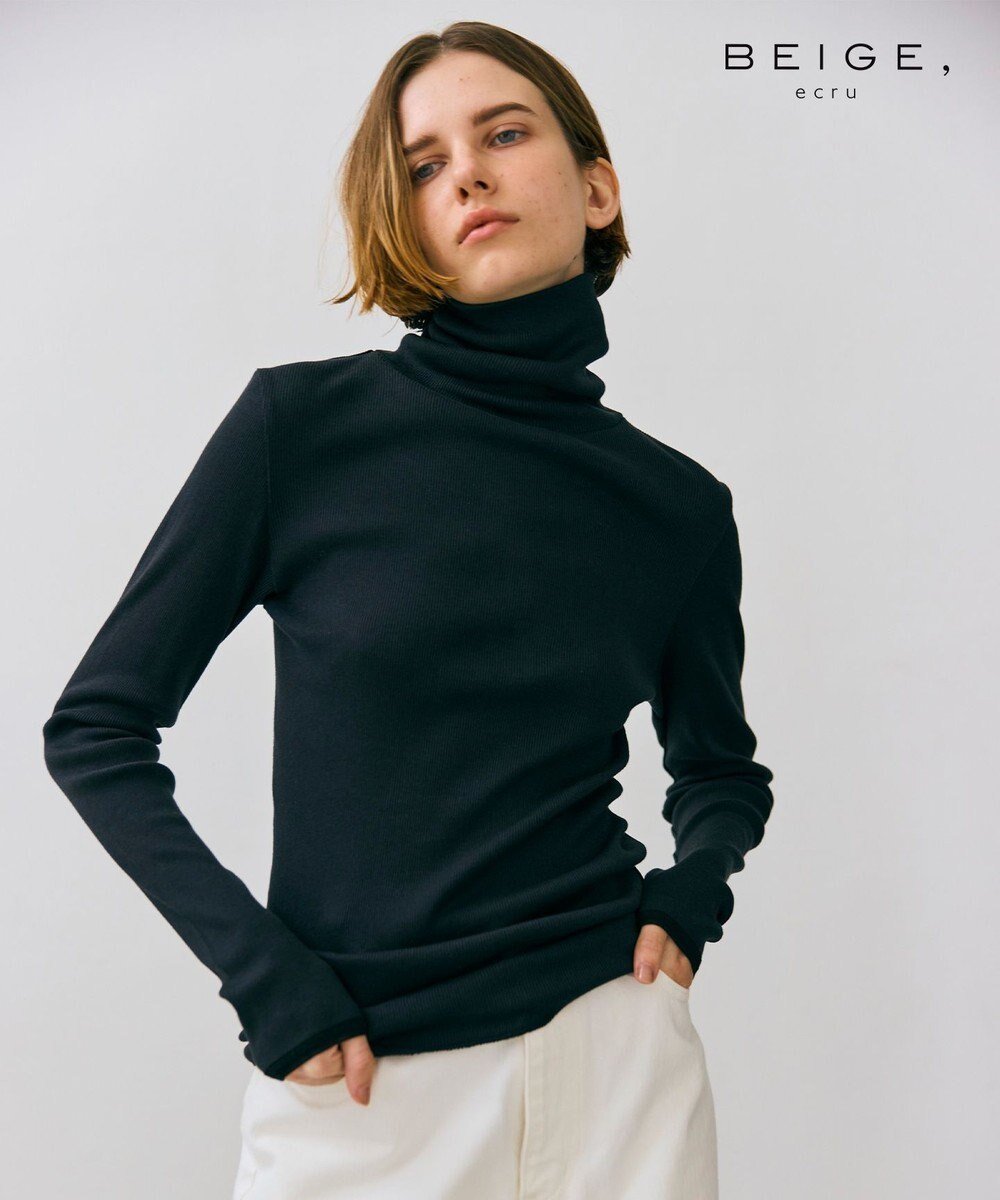 【ベイジ,/BEIGE,】の【BEIGE,ecru/WEB限定・洗える】RIB TOPS / コットンシルクハイネックトップス インテリア・キッズ・メンズ・レディースファッション・服の通販 founy(ファニー) 　ファッション　Fashion　レディースファッション　Fashion for Women　トップス・カットソー　Cut & Sew Tops　シャツ・ブラウス・オフィスカジュアル　Elegant Blouses & Button-Ups　ロングTシャツ・Tシャツ　Longline T-Shirts & Tees　カットソー・ベーシックTシャツ　Cut-and-Sewn Tops / Stretch Tees & Basics　カットソー　Cut and Sewn Top　夏　Summer　S/S・春夏　SS, Spring/Summer, Warm Season　洗える　Machine Washable　A/W・秋冬　Autumn/Winter　Stone|ID: prp329100004611826 ipo3291000000033528597