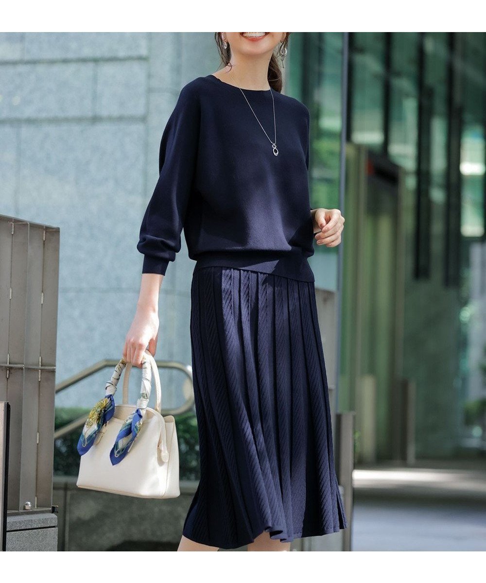 【エニィ スィス/any SiS】の【2SET】ニットスカート セットアップ インテリア・キッズ・メンズ・レディースファッション・服の通販 founy(ファニー) 　ファッション　Fashion　レディースファッション　Fashion for Women　セットアップ　Matching Sets　スカート・ミニ/ミディ/マキシ　Skirts / Mini, Midi & Maxi Skirts　クラシカル　Classical, Vintage-Inspired　シンプル　Simple, Minimal　セットアップ　Set-Up, Coordinated Outfit　チェック　Check, Plaid, Tartan　フェミニン　Feminine, Girly　エレガント 上品　Elegant　無地　Plain, Solid Color　A/W・秋冬　Autumn/Winter　ネイビー|ID: prp329100004612039 ipo3291000000033007427