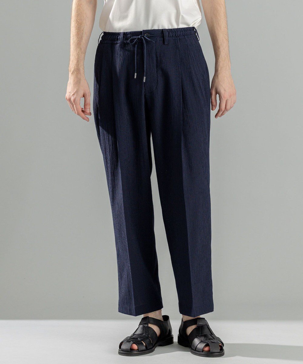 【ジョゼフ オム/JOSEPH HOMME / MEN】の新素材【洗える/速乾性/通気性/ストレッチ】トリコサッカーストレッチ ドロスト付ワイドパンツ / BAILEY CONVERTIBLE インテリア・キッズ・メンズ・レディースファッション・服の通販 founy(ファニー) 　ファッション　Fashion　メンズファッション　Fashion for Men　ボトムス　Bottoms　春　Spring　洗える　Machine Washable　サッカー　Seersucker, Summer Fabric　ストレッチ　Stretch, Stretchy Fabric　ドローコード　Drawcord, Drawstring Cord　ポケット　Pocket, Pocket Detail　ループ　Loop, Loop Knit　ワイド　Wide, Wide Fit　S/S・春夏　SS, Spring/Summer, Warm Season　夏　Summer　ネイビー系|ID: prp329100004613406 ipo3291000000033022594