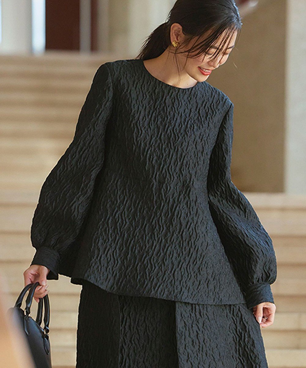 【23区/NIJYUSANKU】の【洗える】エクラジャカード ペプラム ブラウス 人気、トレンドファッション・服の通販 founy(ファニー) 　ファッション　Fashion　レディースファッション　Fashion for Women　トップス・カットソー　Cut & Sew Tops　シャツ・ブラウス・オフィスカジュアル　Elegant Blouses & Button-Ups　エレガント 上品　Elegant　春　Spring　洗える　Machine Washable　コクーン　Cocoon, Cocoon Silhouette　軽量　Lightweight, Ultra Light　バランス　Balance, Style Balance　フォルム　Silhouette, Form　ブライト　Bright, Shiny　ペプラム　Peplum, Flared Hem　S/S・春夏　SS, Spring/Summer, Warm Season　夏　Summer　 other-1|ID: prp329100004613492 ipo3291000000033024677