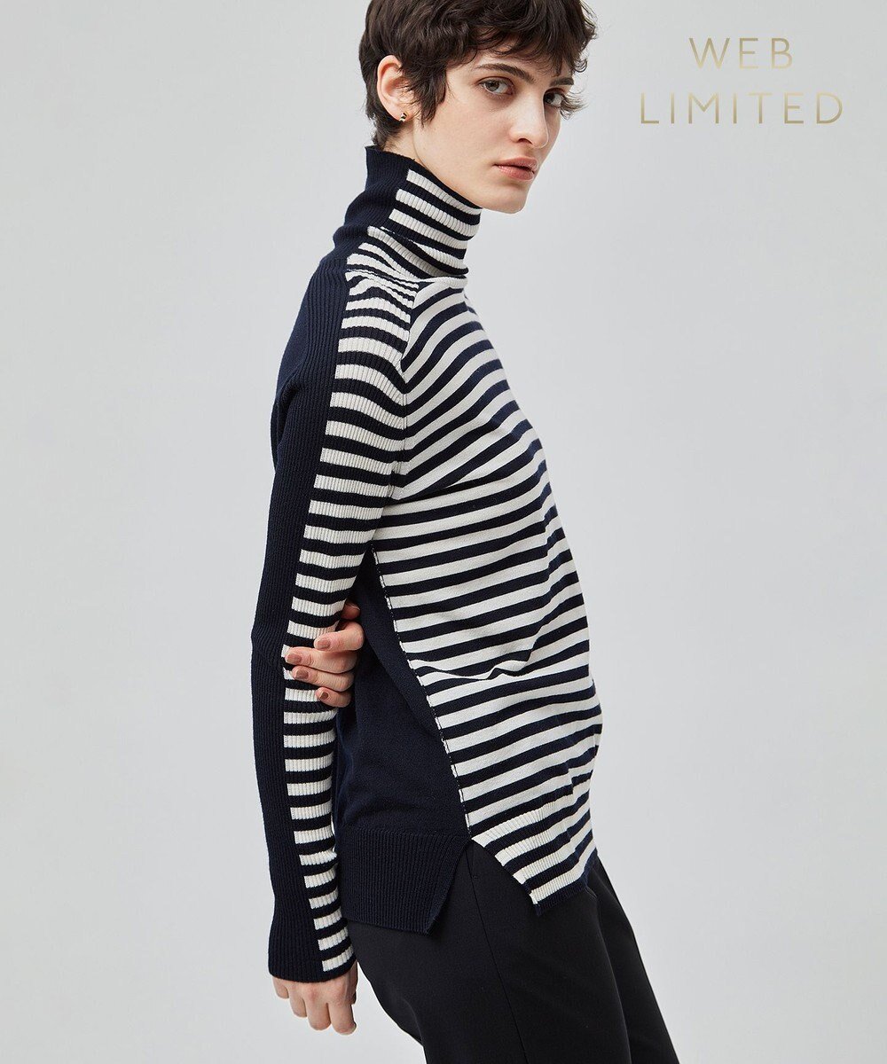 【ベイジ,/BEIGE,】の【洗える】LA MONNAIE / タートルネックニット インテリア・キッズ・メンズ・レディースファッション・服の通販 founy(ファニー) 　ファッション　Fashion　レディースファッション　Fashion for Women　トップス・カットソー　Cut & Sew Tops　ニット　Knit Tops & Sweaters　タートルネック・ハイネックトップス　Turtlenecks & High-Neck Tops　インナー　Innerwear　ウォッシャブル　Machine Washable　エレガント 上品　Elegant　洗える　Machine Washable　カーディガン　Cardigan, Knitwear　ショート　Short, Short Length　ショール　Shawl, Wrap　ジャケット　Jacket, Outerwear　スリット　Slit, Slit Detail　セーター　Sweater, Knitwear　タートルネック　Turtleneck, High Neck　ブロッキング　Color Blocking, Panel Design　A/W・秋冬　Autumn/Winter　ビジネス 仕事 通勤　Business / Work / Commuting　Navy×Ecru|ID: prp329100004613522 ipo3291000000033684727