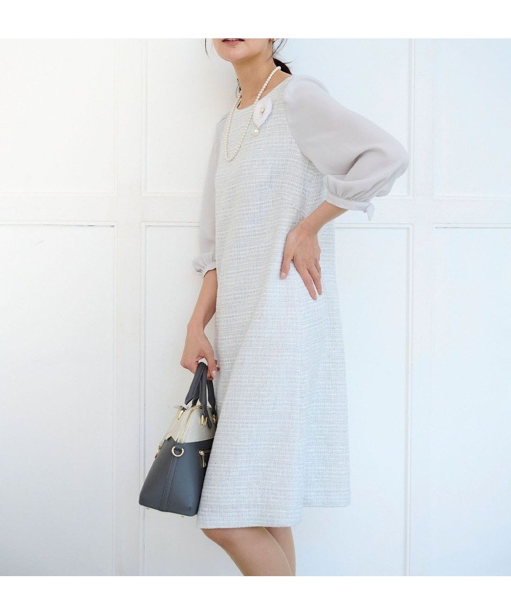 【組曲/KUMIKYOKU】の【KUMIKYOKU NAVY】ラメループモールツイード ワンピース 人気、トレンドファッション・服の通販 founy(ファニー) 　ファッション　Fashion　レディースファッション　Fashion for Women　ワンピース　Dresses　コレクション　Collection, Seasonal Line　サテン　Satin, Glossy Fabric　ジャケット　Jacket, Outerwear　スリーブ　Sleeve, Long Sleeve / Short Sleeve　ツイード　Twill, Twill Weave　定番　Standard, Basic Item　フォルム　Silhouette, Form　フォーマル　Formal, Dressy　ループ　Loop, Loop Knit　A/W・秋冬　Autumn/Winter　2022年　2022　S/S・春夏　SS, Spring/Summer, Warm Season　2022-2023秋冬・A/W　Autumn/Winter 2022–23 AW22–23　夏　Summer　エレガント 上品　Elegant　 other-1|ID: prp329100004613525 ipo3291000000033119227