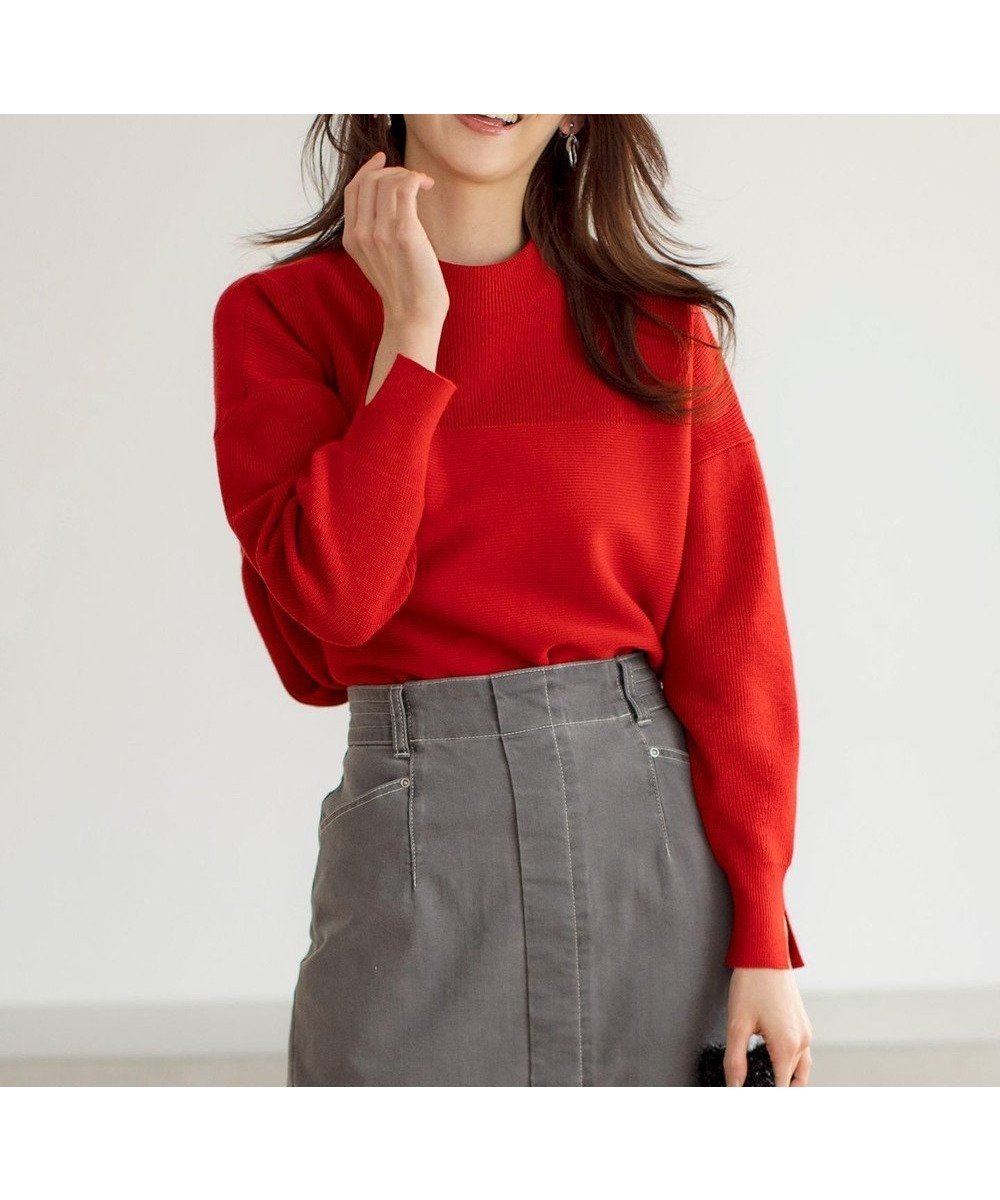 【エニィ スィス/any SiS】の【洗える】ウキウキ ニット インテリア・キッズ・メンズ・レディースファッション・服の通販 founy(ファニー) 　ファッション　Fashion　レディースファッション　Fashion for Women　トップス・カットソー　Cut & Sew Tops　ニット　Knit Tops & Sweaters　アクリル　Acrylic Material　ストレッチ　Stretch, Stretchy Fabric　スリット　Slit, Slit Detail　セーター　Sweater, Knitwear　エレガント 上品　Elegant　切替　Switching, Contrast Panel　新作・新入荷　New Arrivals / New In　春　Spring　洗える　Machine Washable　A/W・秋冬　Autumn/Winter　ポピーレッド|ID: prp329100004613532 ipo3291000000033713810