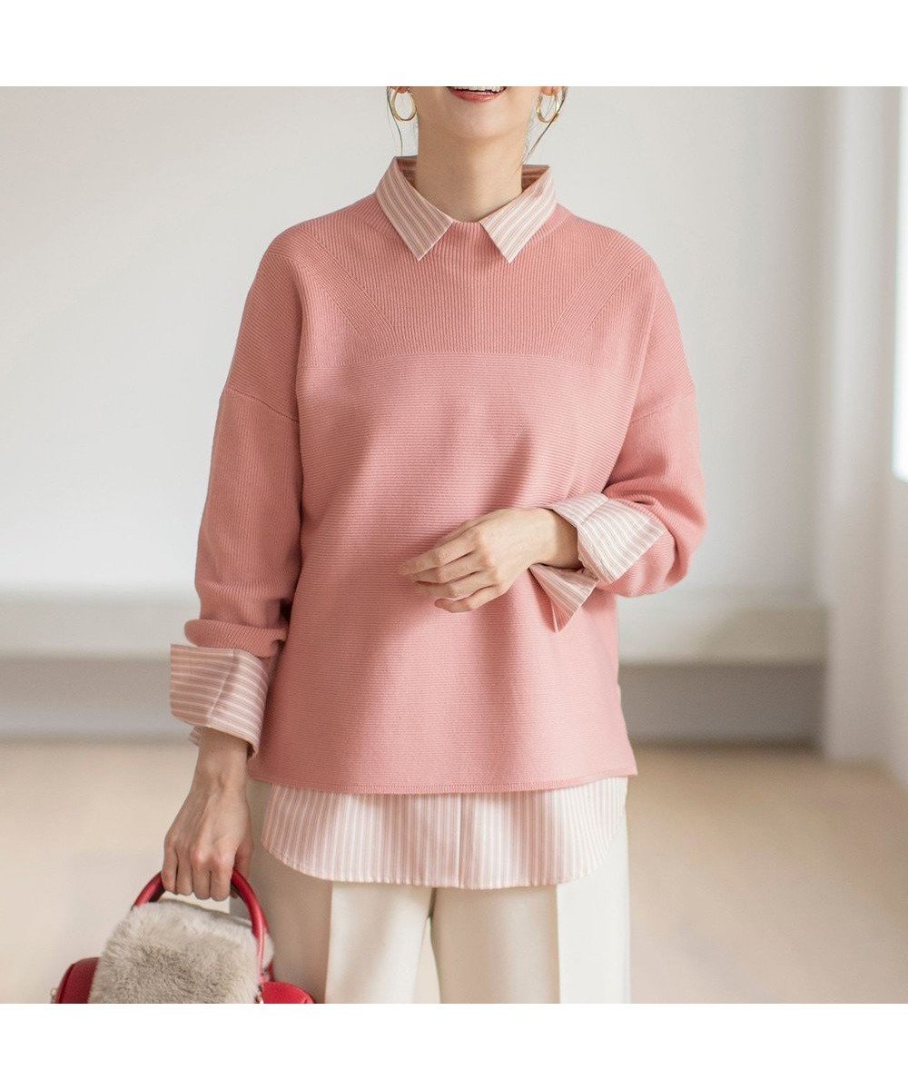 【エニィ スィス/any SiS】の【洗える】ウキウキ ニット インテリア・キッズ・メンズ・レディースファッション・服の通販 founy(ファニー) 　ファッション　Fashion　レディースファッション　Fashion for Women　トップス・カットソー　Cut & Sew Tops　ニット　Knit Tops & Sweaters　アクリル　Acrylic Material　ストレッチ　Stretch, Stretchy Fabric　スリット　Slit, Slit Detail　セーター　Sweater, Knitwear　エレガント 上品　Elegant　切替　Switching, Contrast Panel　新作・新入荷　New Arrivals / New In　春　Spring　洗える　Machine Washable　A/W・秋冬　Autumn/Winter　ピンク|ID: prp329100004613532 ipo3291000000033713814
