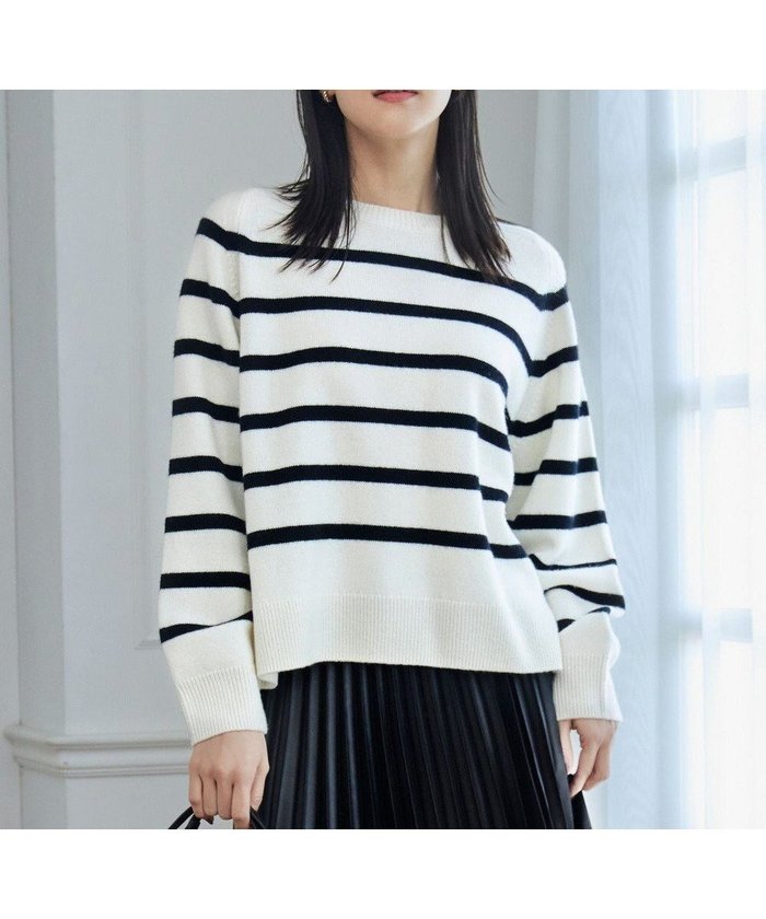 【自由区/JIYU-KU】の【洗える】ウールカシミヤブレンドボーダークルーネック ニット インテリア・キッズ・メンズ・レディースファッション・服の通販 founy(ファニー) https://founy.com/ ファッション Fashion レディースファッション Fashion for Women トップス・カットソー Cut & Sew Tops ニット Knit Tops & Sweaters 洗える Machine Washable コンパクト Compact, Small Size 軽量 Lightweight, Ultra Light セーター Sweater, Knitwear トレンド Trend, Trending Now ドロップ Drop Shoulder, Dropped Style バランス Balance, Style Balance プレート Plate, Dish ボトム Bottoms, Lower Wear ボーダー Border, Stripe A/W・秋冬 Autumn/Winter エレガント 上品 Elegant |ID: prp329100004613683 ipo3291000000033029055