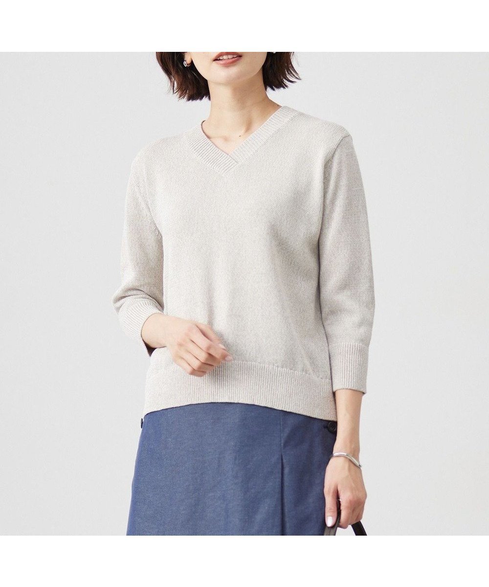 【ジェイ プレス/J.PRESS】の【洗える】GIMA COTTON ミックスカラー Vネック ニット インテリア・キッズ・メンズ・レディースファッション・服の通販 founy(ファニー) 　ファッション　Fashion　レディースファッション　Fashion for Women　トップス・カットソー　Cut & Sew Tops　ニット　Knit Tops & Sweaters　Vネックトップス　V-Neck Tops / V-Cut Neckline Shirts　インナー　Innerwear　セーター　Sweater, Knitwear　タートルネック　Turtleneck, High Neck　ハイネック　High Neck, Mock Neck　ミックス　Mix, Mixed Style　ワイド　Wide, Wide Fit　夏　Summer　春　Spring　S/S・春夏　SS, Spring/Summer, Warm Season　洗える　Machine Washable　モノトーンMIX系|ID: prp329100004613727 ipo3291000000033577932