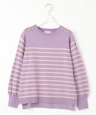 【エニィ スィス/any SiS】の【Oggi1月号掲載】ショルダーパール調 ニット ラベンダー×アイボリーボーダー|ID: prp329100004613729 ipo3291000000033030184