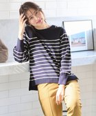 【エニィ スィス/any SiS】の【Oggi1月号掲載】ショルダーパール調 ニット ネイビー×アイボリーボーダー|ID: prp329100004613729 ipo3291000000033030187