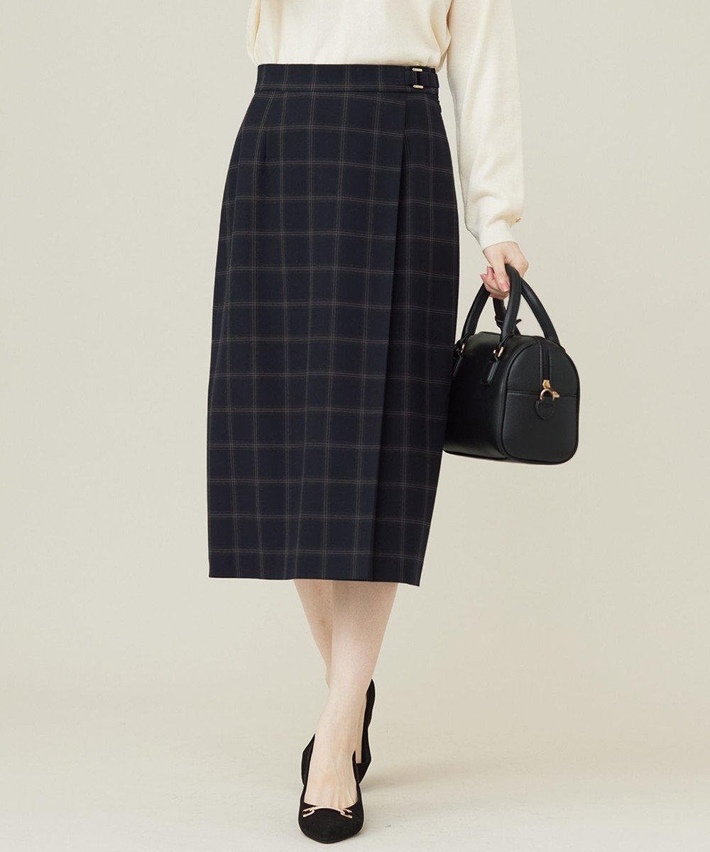 【エニィ スィス/any SiS】の【保温効果/ストレッチ】シリーズ累計13万枚突破!ビューティサーモ スカート インテリア・キッズ・メンズ・レディースファッション・服の通販 founy(ファニー) 　ファッション　Fashion　レディースファッション　Fashion for Women　スカート　Skirts　ストレッチ　Stretch, Stretchy Fabric　ストレート　Straight, Straight Cut　スリット　Slit, Slit Detail　人気　Popular, Best Seller　フロント　Front, Front Design　プリーツ　Pleats, Pleated　ミドル　Middle Length, Mid Height　ラップ　Wrap, Wrap Design　A/W・秋冬　Autumn/Winter　エレガント 上品　Elegant　ネイビーウィンドペン|ID: prp329100004613894 ipo3291000000035722272