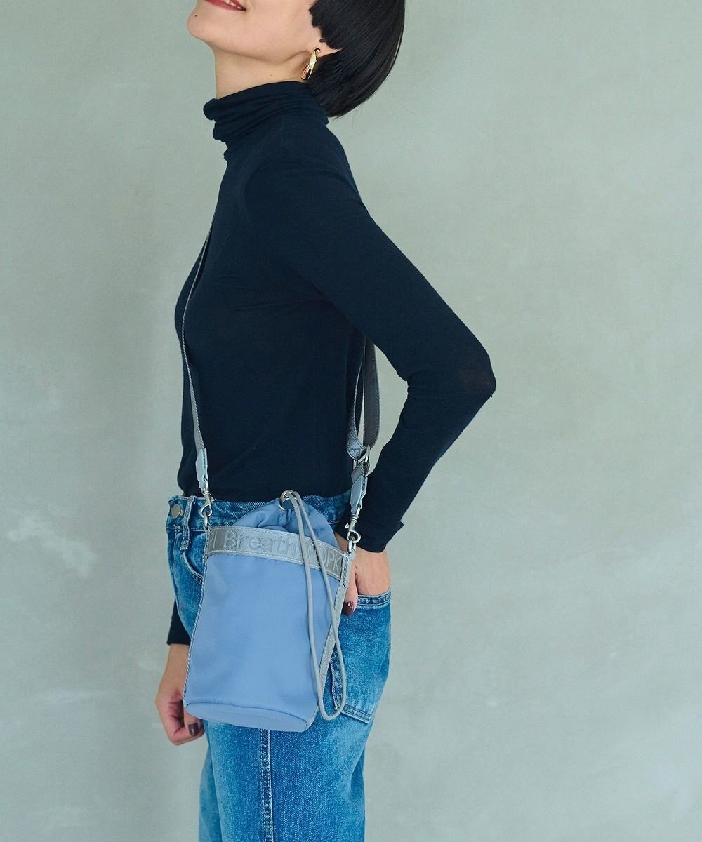 【トプカピ/TOPKAPI】の【Breath TOPKAPI】ナイロン ロゴテープ バケツ 巾着 ショルダー バッグ インテリア・キッズ・メンズ・レディースファッション・服の通販 founy(ファニー) 　ファッション　Fashion　レディースファッション　Fashion for Women　バッグ　Bags　クール　Cool, Chic　ショルダー　Shoulder, Shoulder Strap　バケツ　Bucket, Bucket Style　ポケット　Pocket, Pocket Detail　エレガント 上品　Elegant　巾着　Drawstring Bag, Kinchaku　ブルーグレー|ID: prp329100004613968 ipo3291000000033682059