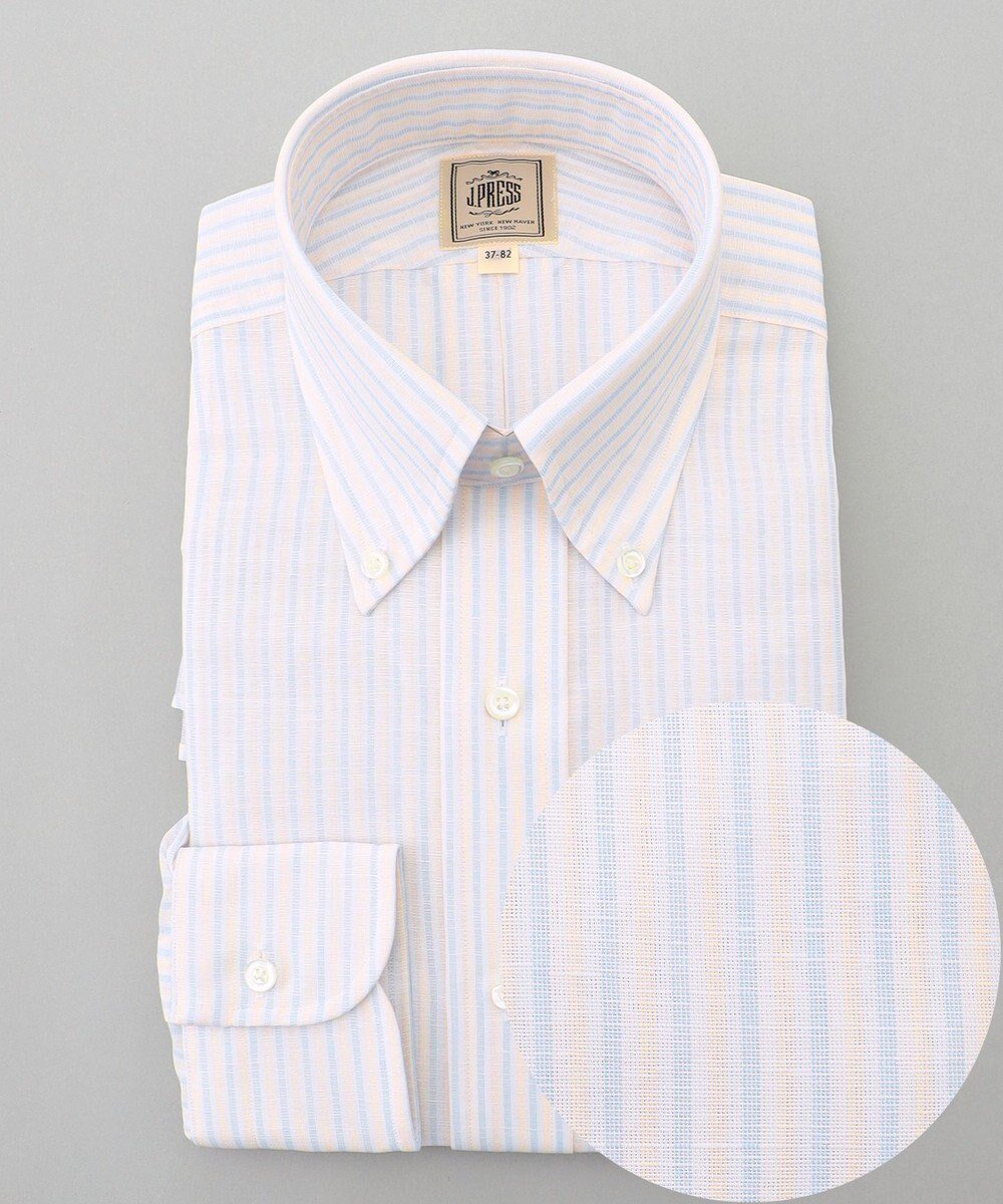 【ジェイ プレス/J.PRESS / MEN】の【WEB・一部店舗限定】コットンリネンマルチストライプ シャツ / B.D. インテリア・キッズ・メンズ・レディースファッション・服の通販 founy(ファニー) 　ファッション　Fashion　メンズファッション　Fashion for Men　トップス・カットソー　Cut & Sew Tops　メンズシャツ　Shirts　ドレス　Dress, One-Piece　ビジネス 仕事 通勤　Business / Work / Commuting　リネン　Linen, Linen Fabric　夏　Summer　春　Spring　S/S・春夏　SS, Spring/Summer, Warm Season　軽量　Lightweight, Ultra Light　オレンジ系1|ID: prp329100004614136 ipo3291000000033035979