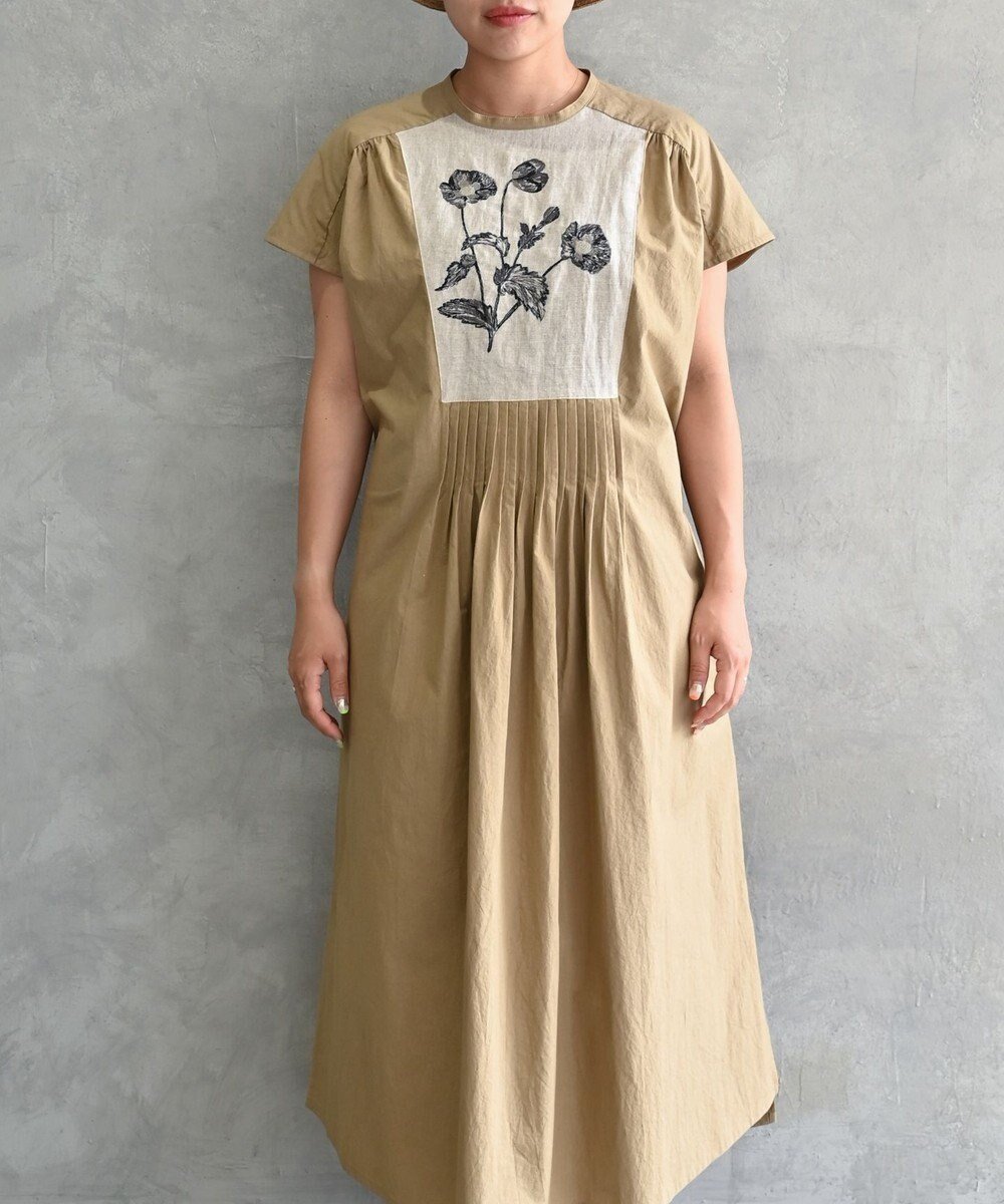 【ムーク/muuc】の〈遠州織物〉ウエスト紐付き フレンチスリーブ ポピーの花刺繍 ワンピース 人気、トレンドファッション・服の通販 founy(ファニー) 　ファッション　Fashion　レディースファッション　Fashion for Women　ワンピース　Dresses　ヴィンテージ　Vintage Style　春　Spring　キャンバス　Canvas, Canvas Fabric　クラシック　Classic, Timeless Style　スリーブ　Sleeve, Long Sleeve / Short Sleeve　ドレス　Dress, One-Piece　定番　Standard, Basic Item　手編み　Hand-Knitted, Handmade Knit　パターン　Pattern, Design Print　フレンチ　French, French Style　ポケット　Pocket, Pocket Detail　S/S・春夏　SS, Spring/Summer, Warm Season　再入荷　Restock / Back in Stock　夏　Summer　 other-1|ID: prp329100004614140 ipo3291000000033036060