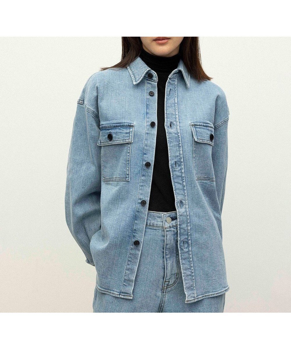 【ネイヴ/NAVE】の【ReNAVE 洗える】ストレッチデニム シャツ 人気、トレンドファッション・服の通販 founy(ファニー) 　ファッション　Fashion　レディースファッション　Fashion for Women　トップス・カットソー　Cut & Sew Tops　シャツ・ブラウス・オフィスカジュアル　Elegant Blouses & Button-Ups　ストレッチ　Stretch, Stretchy Fabric　デニム　Denim, Jeans Material　トレンド　Trend, Trending Now　フロント　Front, Front Design　ボックス　Boxy, Box Shape　ポケット　Pocket, Pocket Detail　洗える　Machine Washable　A/W・秋冬　Autumn/Winter　羽織　Haori, Light Jacket　 other-1|ID: prp329100004614157 ipo3291000000033036554