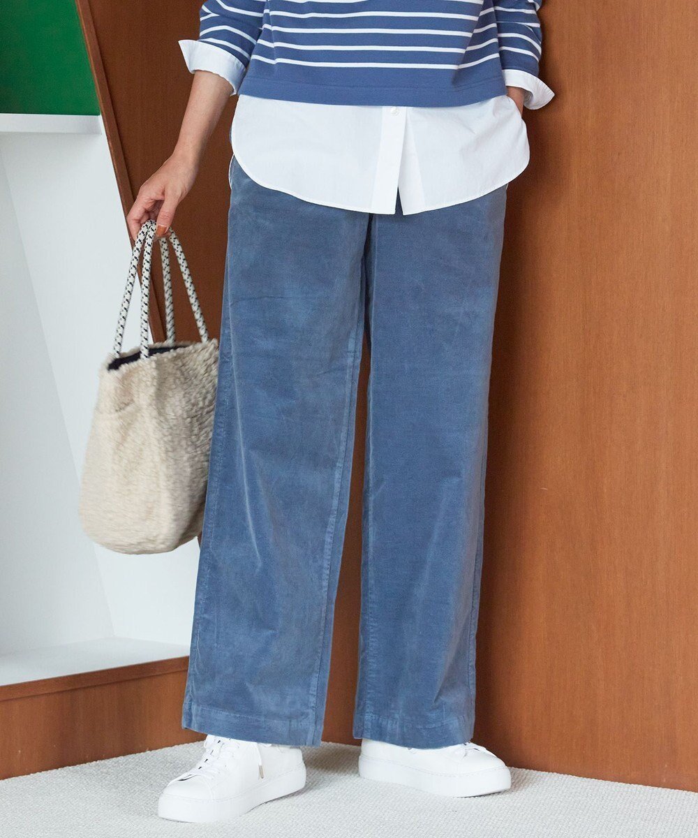 【23区/NIJYUSANKU】の【洗える】23区DENIM ベルベットストレッチ ワイドパンツ インテリア・キッズ・メンズ・レディースファッション・服の通販 founy(ファニー) 　ファッション　Fashion　レディースファッション　Fashion for Women　パンツ　Pants & Trousers　エレガント 上品　Elegant　洗える　Machine Washable　シューズ　Shoes, Footwear　ストレッチ　Stretch, Stretchy Fabric　ストレート　Straight, Straight Cut　トレンド　Trend, Trending Now　定番　Standard, Basic Item　フラット　Flat, Flat Shoes　ベルベット　Velvet, Velvety　ワイド　Wide, Wide Fit　A/W・秋冬　Autumn/Winter　冬　Winter / This Winter　2023年　2023　2023-2024秋冬・A/W　Autumn/Winter 2023–24 AW23–24　ブルーグレー|ID: prp329100004614161 ipo3291000000033036616