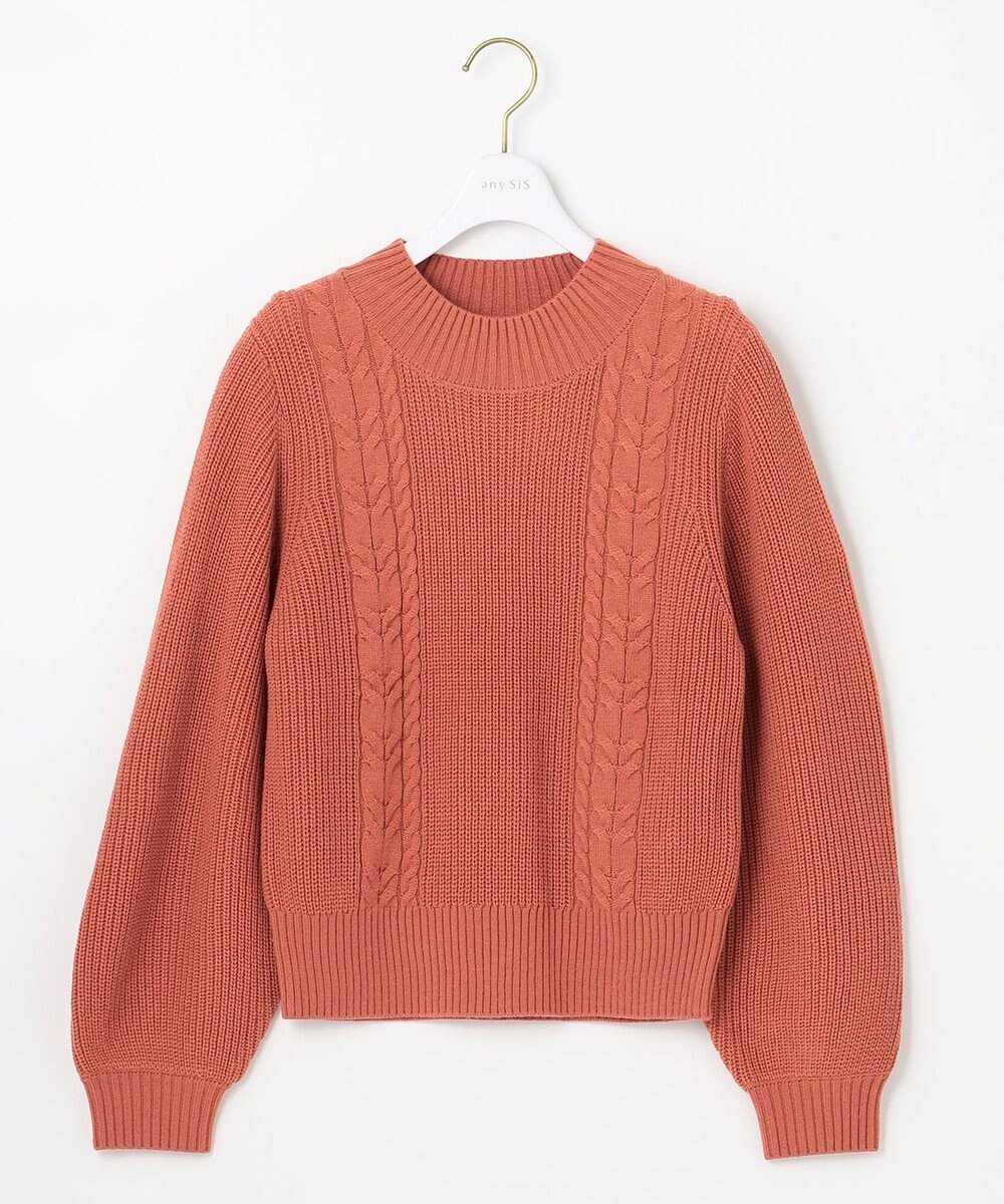【エニィ スィス/any SiS】の【洗える】スフレケーブルパフスリーブ ニット 人気、トレンドファッション・服の通販 founy(ファニー) 　ファッション　Fashion　レディースファッション　Fashion for Women　トップス・カットソー　Cut & Sew Tops　ニット　Knit Tops & Sweaters　おすすめ　Recommended / Our Picks　アクリル　Acrylic Material　セーター　Sweater, Knitwear　フェミニン　Feminine, Girly　モックネック　Mock Neck, Short Turtleneck　再入荷　Restock / Back in Stock　洗える　Machine Washable　A/W・秋冬　Autumn/Winter　 other-1|ID: prp329100004614183 ipo3291000000033037113