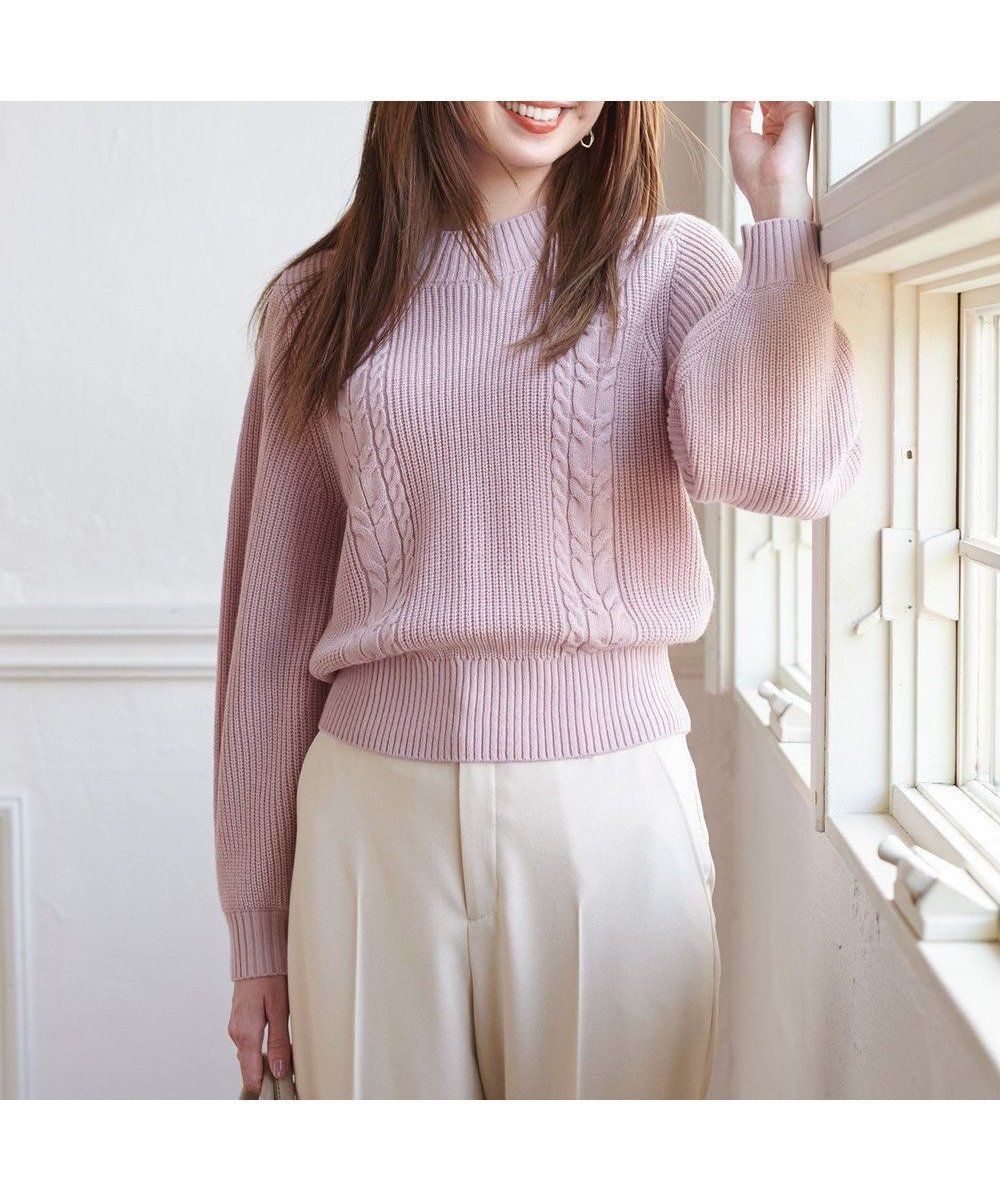 【エニィ スィス/any SiS】の【洗える】スフレケーブルパフスリーブ ニット インテリア・キッズ・メンズ・レディースファッション・服の通販 founy(ファニー) 　ファッション　Fashion　レディースファッション　Fashion for Women　トップス・カットソー　Cut & Sew Tops　ニット　Knit Tops & Sweaters　おすすめ　Recommended / Our Picks　アクリル　Acrylic Material　セーター　Sweater, Knitwear　フェミニン　Feminine, Girly　モックネック　Mock Neck, Short Turtleneck　再入荷　Restock / Back in Stock　洗える　Machine Washable　A/W・秋冬　Autumn/Winter　ペールピンク|ID: prp329100004614183 ipo3291000000033037116