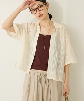 【アメリカンホリック/AMERICAN HOLIC】のメッシュ半袖ブラウス 人気、トレンドファッション・服の通販 founy(ファニー) ファッション Fashion レディースファッション Fashion for Women トップス・カットソー Cut & Sew Tops シャツ・ブラウス・オフィスカジュアル Elegant Blouses & Button-Ups 新作・新入荷 New Arrivals / New In おすすめ Recommended / Our Picks シンプル Simple, Minimal ストライプ Stripe, Striped Pattern ボトム Bottoms, Lower Wear ポケット Pocket, Pocket Detail メッシュ Mesh, Net Fabric リゾート Resort, Vacation Style 半袖 Short Sleeve, Half Sleeve 夏 Summer 春 Spring S/S・春夏 SS, Spring/Summer, Warm Season |ID:prp329100004614195