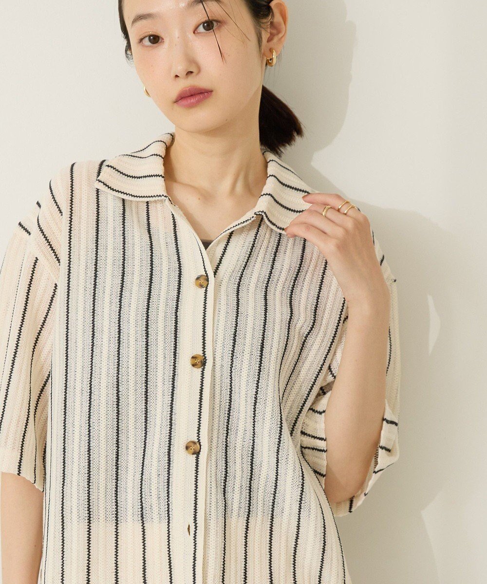【アメリカンホリック/AMERICAN HOLIC】のメッシュ半袖ブラウス インテリア・キッズ・メンズ・レディースファッション・服の通販 founy(ファニー) 　ファッション　Fashion　レディースファッション　Fashion for Women　トップス・カットソー　Cut & Sew Tops　シャツ・ブラウス・オフィスカジュアル　Elegant Blouses & Button-Ups　新作・新入荷　New Arrivals / New In　おすすめ　Recommended / Our Picks　シンプル　Simple, Minimal　ストライプ　Stripe, Striped Pattern　ボトム　Bottoms, Lower Wear　ポケット　Pocket, Pocket Detail　メッシュ　Mesh, Net Fabric　リゾート　Resort, Vacation Style　半袖　Short Sleeve, Half Sleeve　夏　Summer　春　Spring　S/S・春夏　SS, Spring/Summer, Warm Season　Stripe|ID: prp329100004614195 ipo3291000000033037403