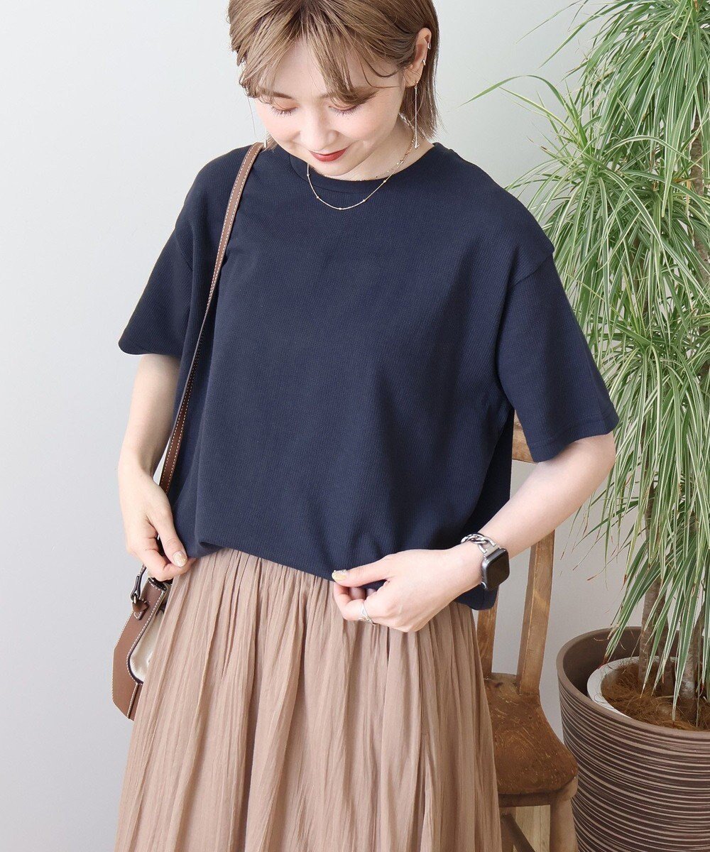 【アメリカンホリック/AMERICAN HOLIC】のワッフル半袖プルオーバー インテリア・キッズ・メンズ・レディースファッション・服の通販 founy(ファニー) 　ファッション　Fashion　レディースファッション　Fashion for Women　トップス・カットソー　Cut & Sew Tops　シャツ・ブラウス・オフィスカジュアル　Elegant Blouses & Button-Ups　ロングTシャツ・Tシャツ　Longline T-Shirts & Tees　カジュアルプルオーバー・ニットトップス　Pullovers & Knit Tops / Casual Pullovers　カットソー・ベーシックTシャツ　Cut-and-Sewn Tops / Stretch Tees & Basics　カットソー　Cut and Sewn Top　ワッフル　Waffle, Waffle Knit　半袖　Short Sleeve, Half Sleeve　夏　Summer　春　Spring　S/S・春夏　SS, Spring/Summer, Warm Season　Navy|ID: prp329100004614199 ipo3291000000033037423