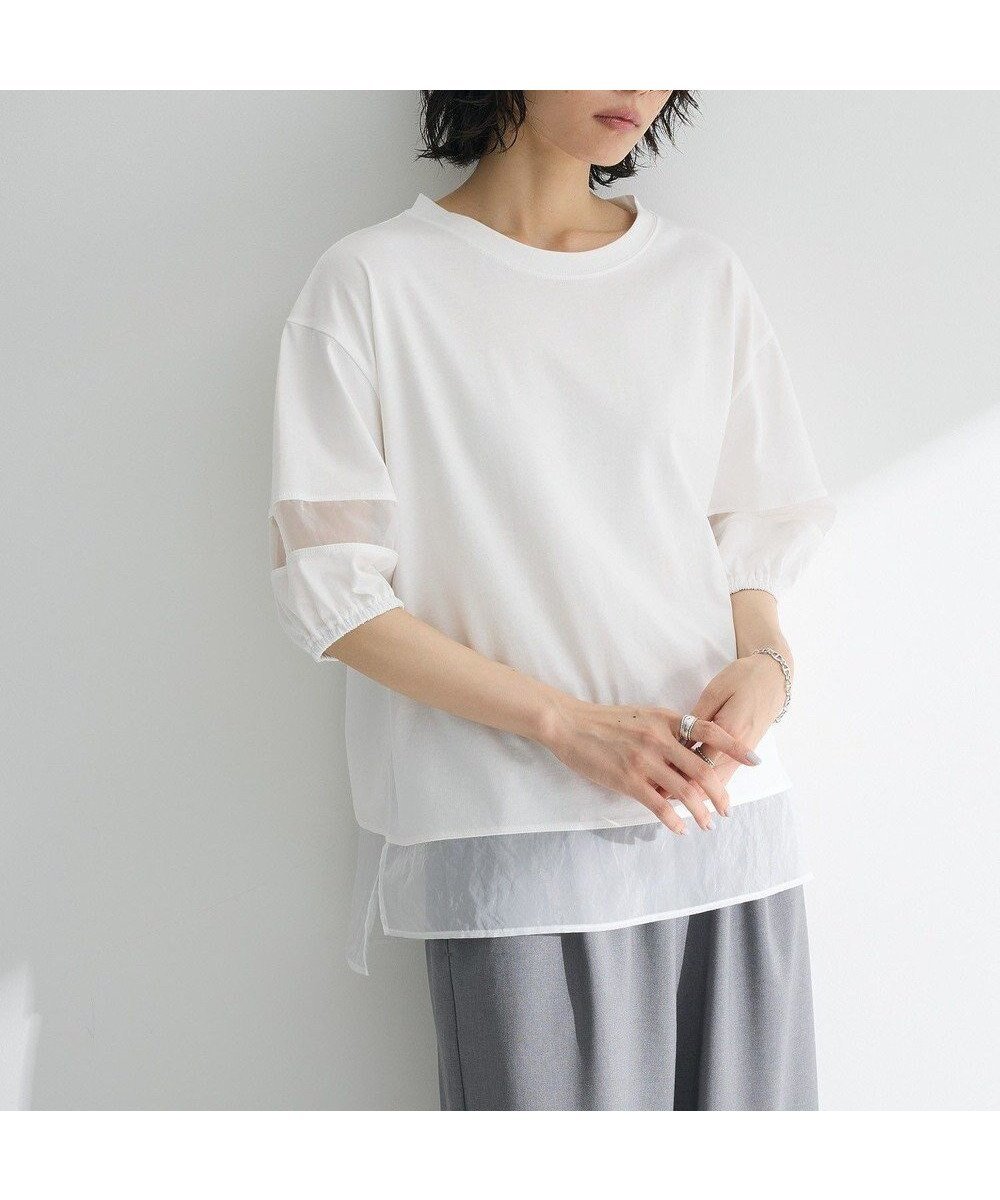 【グリーンパークス/Green Parks】のシアードッキングプルオーバー2 インテリア・キッズ・メンズ・レディースファッション・服の通販 founy(ファニー) 　ファッション　Fashion　レディースファッション　Fashion for Women　トップス・カットソー　Cut & Sew Tops　シャツ・ブラウス・オフィスカジュアル　Elegant Blouses & Button-Ups　ロングTシャツ・Tシャツ　Longline T-Shirts & Tees　カジュアルプルオーバー・ニットトップス　Pullovers & Knit Tops / Casual Pullovers　カットソー・ベーシックTシャツ　Cut-and-Sewn Tops / Stretch Tees & Basics　おすすめ　Recommended / Our Picks　カットソー　Cut and Sewn Top　シアー　Sheer, See-Through　シンプル　Simple, Minimal　フェミニン　Feminine, Girly　ボトム　Bottoms, Lower Wear　ポケット　Pocket, Pocket Detail　A/W・秋冬　Autumn/Winter　Off White|ID: prp329100004614233 ipo3291000000033037619