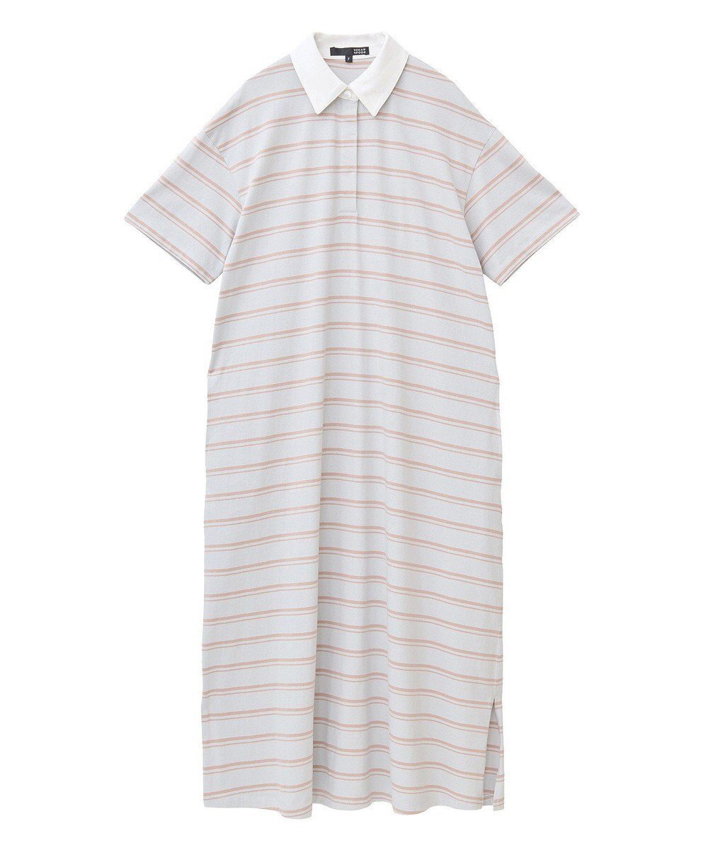 【グリーンパークス/Green Parks】の・SUGAR SPOON ボーダーポロワンピース インテリア・キッズ・メンズ・レディースファッション・服の通販 founy(ファニー) 　ファッション　Fashion　レディースファッション　Fashion for Women　ワンピース　Dresses　スポーティ　Sporty, Casual Athletic　スリット　Slit, Slit Detail　トレンド　Trend, Trending Now　フェミニン　Feminine, Girly　ボーダー　Border, Stripe　ポケット　Pocket, Pocket Detail　ポロシャツ　Polo Shirt, Collared Tee　再入荷　Restock / Back in Stock　A/W・秋冬　Autumn/Winter　Light Gray|ID: prp329100004614236 ipo3291000000033037648
