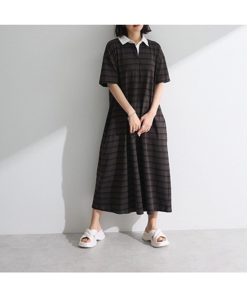 【グリーンパークス/Green Parks】の・SUGAR SPOON ボーダーポロワンピース インテリア・キッズ・メンズ・レディースファッション・服の通販 founy(ファニー) 　ファッション　Fashion　レディースファッション　Fashion for Women　ワンピース　Dresses　スポーティ　Sporty, Casual Athletic　スリット　Slit, Slit Detail　トレンド　Trend, Trending Now　フェミニン　Feminine, Girly　ボーダー　Border, Stripe　ポケット　Pocket, Pocket Detail　ポロシャツ　Polo Shirt, Collared Tee　再入荷　Restock / Back in Stock　A/W・秋冬　Autumn/Winter　Charcoal Gray|ID: prp329100004614236 ipo3291000000033037649