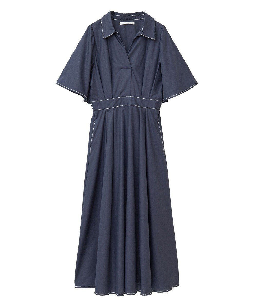 【グリーンパークス/Green Parks】の・ELENCARE DUE スキッパーワンピース インテリア・キッズ・メンズ・レディースファッション・服の通販 founy(ファニー) 　ファッション　Fashion　レディースファッション　Fashion for Women　ワンピース　Dresses　おすすめ　Recommended / Our Picks　スキッパー　Skipper, Open Collar　スリーブ　Sleeve, Long Sleeve / Short Sleeve　フレア　Flare, Flared　ポケット　Pocket, Pocket Detail　秋　Autumn　A/W・秋冬　Autumn/Winter　Navy|ID: prp329100004614237 ipo3291000000033037668