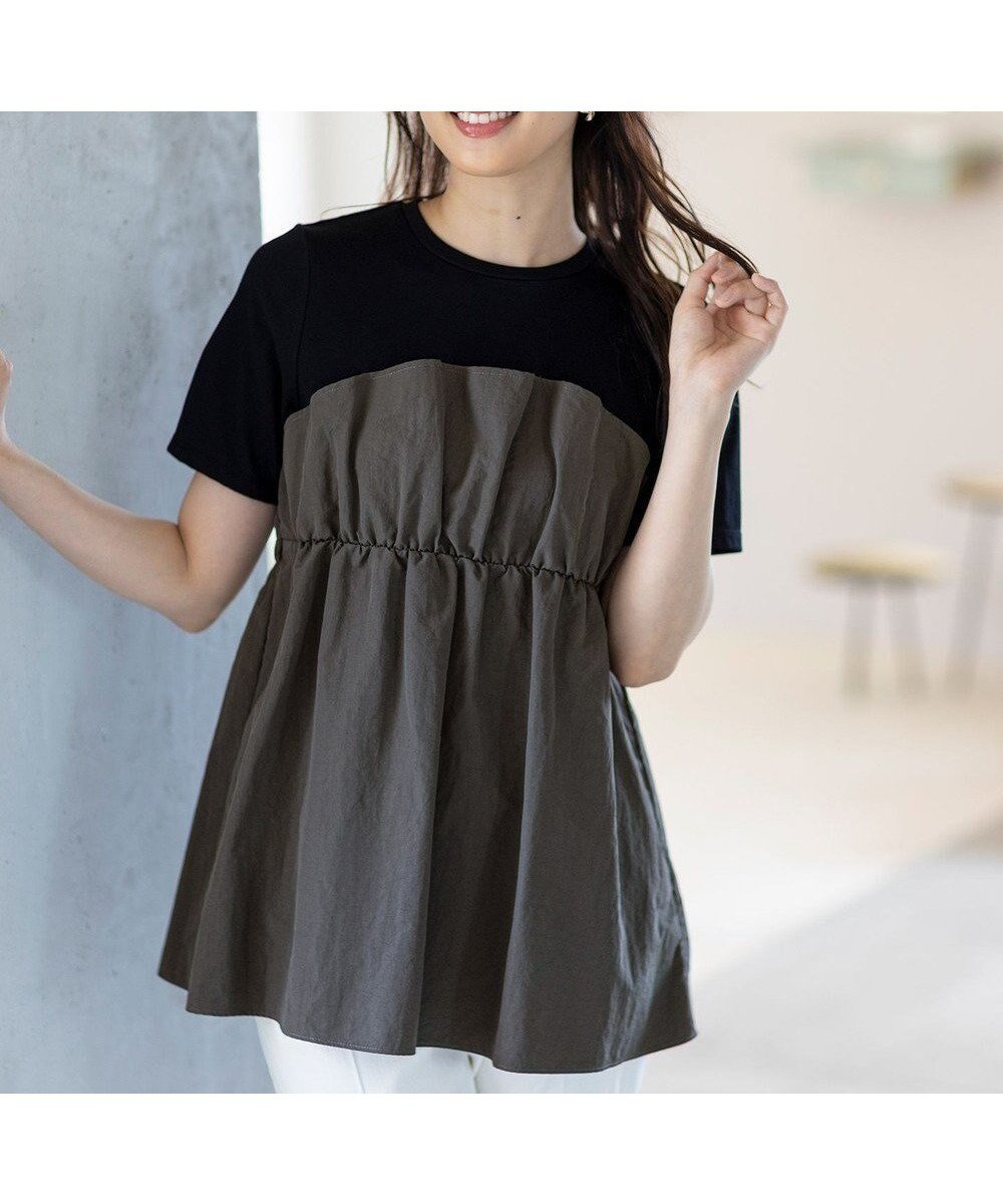 【エニィ スィス/any SiS】の【洗える】ビスチェコンビ Tシャツ インテリア・キッズ・メンズ・レディースファッション・服の通販 founy(ファニー) 　ファッション　Fashion　レディースファッション　Fashion for Women　トップス・カットソー　Cut & Sew Tops　シャツ・ブラウス・オフィスカジュアル　Elegant Blouses & Button-Ups　ロングTシャツ・Tシャツ　Longline T-Shirts & Tees　カットソー・ベーシックTシャツ　Cut-and-Sewn Tops / Stretch Tees & Basics　ビスチェ　Bustiers & Corset Tops / Layered Bustier Style　おすすめ　Recommended / Our Picks　カットソー　Cut and Sewn Top　ダウン　Down, Puffer　トレンド　Trend, Trending Now　ビスチェ　Bustier, Corset Top　夏　Summer　新作・新入荷　New Arrivals / New In　洗える　Machine Washable　A/W・秋冬　Autumn/Winter　ブラック×チャコール|ID: prp329100004614241 ipo3291000000033245730