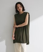 【グリーンパークス/Green Parks】の配色ステッチノースリーブチュニック Khaki|ID: prp329100004614247 ipo3291000000033037739