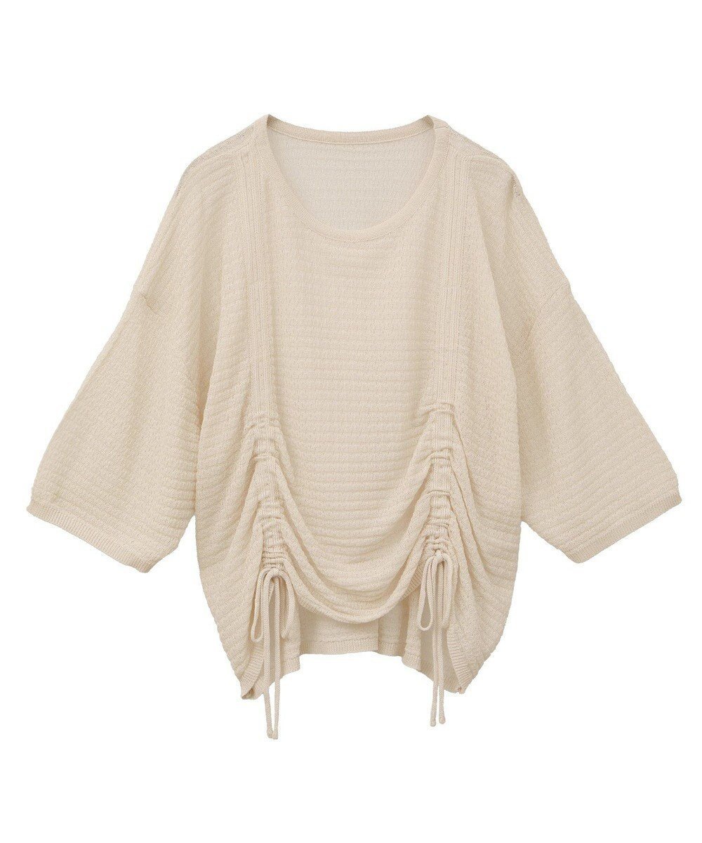 【グリーンパークス/Green Parks】の・ELENCARE DUE シャーリングシアーニット インテリア・キッズ・メンズ・レディースファッション・服の通販 founy(ファニー) 　ファッション　Fashion　レディースファッション　Fashion for Women　トップス・カットソー　Cut & Sew Tops　ニット　Knit Tops & Sweaters　おすすめ　Recommended / Our Picks　シアー　Sheer, See-Through　シャーリング　Shirring, Ruched　セーター　Sweater, Knitwear　トレンド　Trend, Trending Now　フェミニン　Feminine, Girly　ポケット　Pocket, Pocket Detail　リボン　Ribbon, Bow　A/W・秋冬　Autumn/Winter　Ivory|ID: prp329100004614250 ipo3291000000033037761