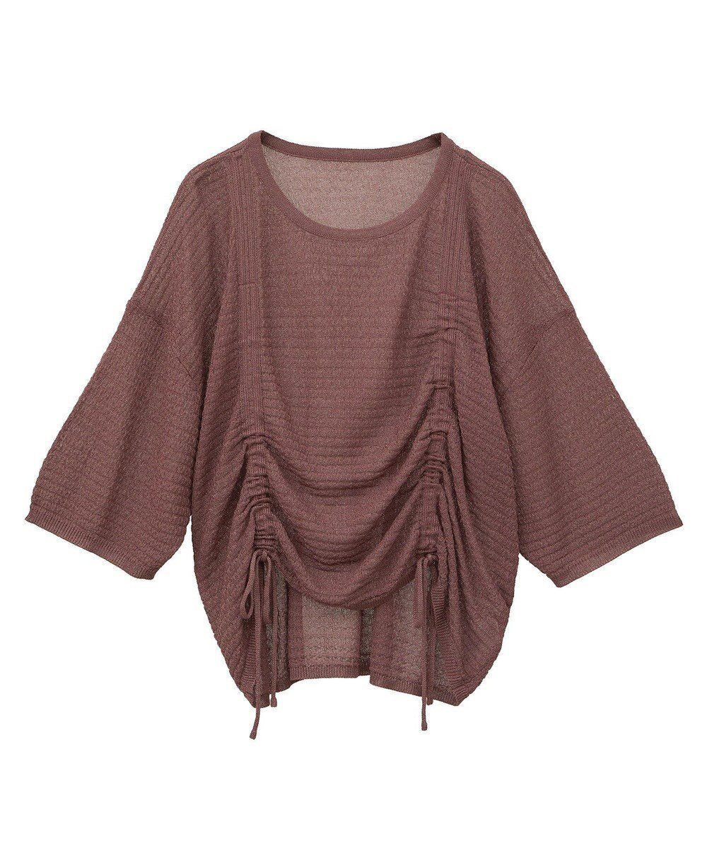 【グリーンパークス/Green Parks】の・ELENCARE DUE シャーリングシアーニット インテリア・キッズ・メンズ・レディースファッション・服の通販 founy(ファニー) 　ファッション　Fashion　レディースファッション　Fashion for Women　トップス・カットソー　Cut & Sew Tops　ニット　Knit Tops & Sweaters　おすすめ　Recommended / Our Picks　シアー　Sheer, See-Through　シャーリング　Shirring, Ruched　セーター　Sweater, Knitwear　トレンド　Trend, Trending Now　フェミニン　Feminine, Girly　ポケット　Pocket, Pocket Detail　リボン　Ribbon, Bow　A/W・秋冬　Autumn/Winter　Brown|ID: prp329100004614250 ipo3291000000033037766