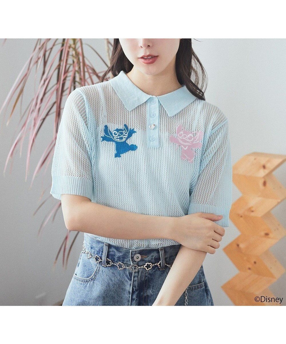 【アースミュージックアンドエコロジー/earth music&ecology】のスティッチ/刺繍ハートボタンニットポロシャツ インテリア・キッズ・メンズ・レディースファッション・服の通販 founy(ファニー) 　ファッション　Fashion　レディースファッション　Fashion for Women　トップス・カットソー　Cut & Sew Tops　ニット　Knit Tops & Sweaters　シャツ・ブラウス・オフィスカジュアル　Elegant Blouses & Button-Ups　ポロシャツ・きれいめカジュアル　Smart-Casual Polo Tops　おすすめ　Recommended / Our Picks　キャラクター　Character, Licensed Characters　コンパクト　Compact, Small Size　ポロシャツ　Polo Shirt, Collared Tee　メッシュ　Mesh, Net Fabric　人気　Popular, Best Seller　A/W・秋冬　Autumn/Winter　Sax|ID: prp329100004614260 ipo3291000000033037836