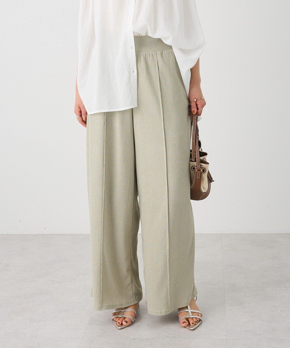 【クラフトスタンダードブティック/CRAFT STANDARD BOUTIQUE】のワイドイージーパンツ インテリア・キッズ・メンズ・レディースファッション・服の通販 founy(ファニー) 　ファッション　Fashion　レディースファッション　Fashion for Women　パンツ　Pants & Trousers　カットソー　Cut and Sewn Top　シャーリング　Shirring, Ruched　シンプル　Simple, Minimal　ストレッチ　Stretch, Stretchy Fabric　セットアップ　Set-Up, Coordinated Outfit　チュニック　Tunic, Long Top　ドレープ　Drape, Draping Fabric　ノースリーブ　Sleeveless, No-Sleeve　ポケット　Pocket, Pocket Detail　リラックス　Relax, Relaxed Fit　ロング　Long, Long-Length　ワイド　Wide, Wide Fit　A/W・秋冬　Autumn/Winter　夏　Summer　Light Green|ID: prp329100004614277 ipo3291000000033714065