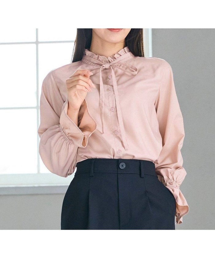【フェルゥ/Feroux】の【洗える】リボンディテール ブラウス インテリア・キッズ・メンズ・レディースファッション・服の通販 founy(ファニー) https://founy.com/ ファッション Fashion レディースファッション Fashion for Women トップス・カットソー Cut & Sew Tops シャツ・ブラウス・オフィスカジュアル Elegant Blouses & Button-Ups インナー Innerwear クラシカル Classical, Vintage-Inspired サロペット Overalls, Salopette スリーブ Sleeve, Long Sleeve / Short Sleeve テクスチャー Texture, Textured Fabric バランス Balance, Style Balance フェミニン Feminine, Girly フリル Frill, Ruffle フレア Flare, Flared リボン Ribbon, Bow 洗える Machine Washable A/W・秋冬 Autumn/Winter |ID: prp329100004614294 ipo3291000000033038094