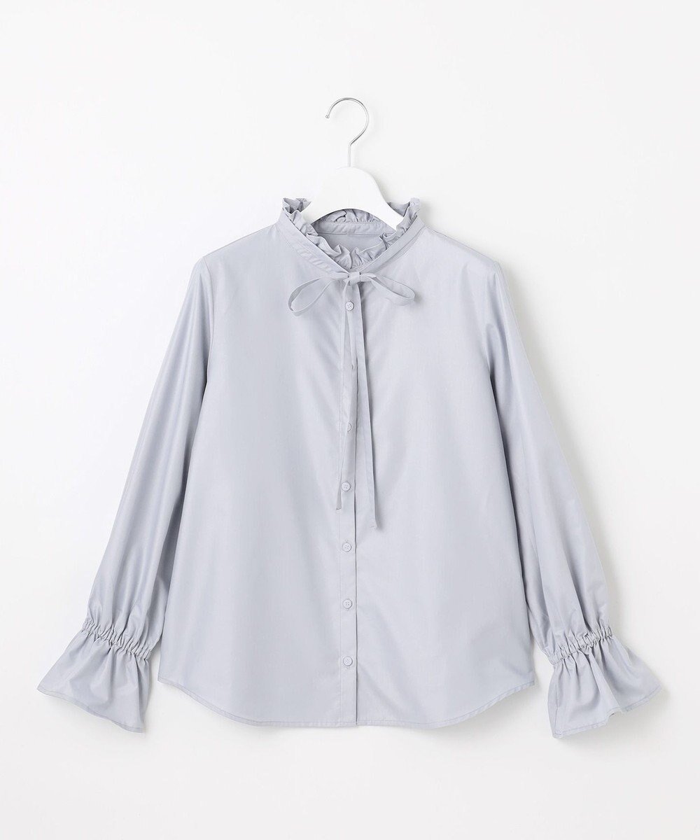 【フェルゥ/Feroux】の【洗える】リボンディテール ブラウス インテリア・キッズ・メンズ・レディースファッション・服の通販 founy(ファニー) 　ファッション　Fashion　レディースファッション　Fashion for Women　トップス・カットソー　Cut & Sew Tops　シャツ・ブラウス・オフィスカジュアル　Elegant Blouses & Button-Ups　インナー　Innerwear　クラシカル　Classical, Vintage-Inspired　サロペット　Overalls, Salopette　スリーブ　Sleeve, Long Sleeve / Short Sleeve　テクスチャー　Texture, Textured Fabric　バランス　Balance, Style Balance　フェミニン　Feminine, Girly　フリル　Frill, Ruffle　フレア　Flare, Flared　リボン　Ribbon, Bow　洗える　Machine Washable　A/W・秋冬　Autumn/Winter　ライトグレー系|ID: prp329100004614294 ipo3291000000033038101