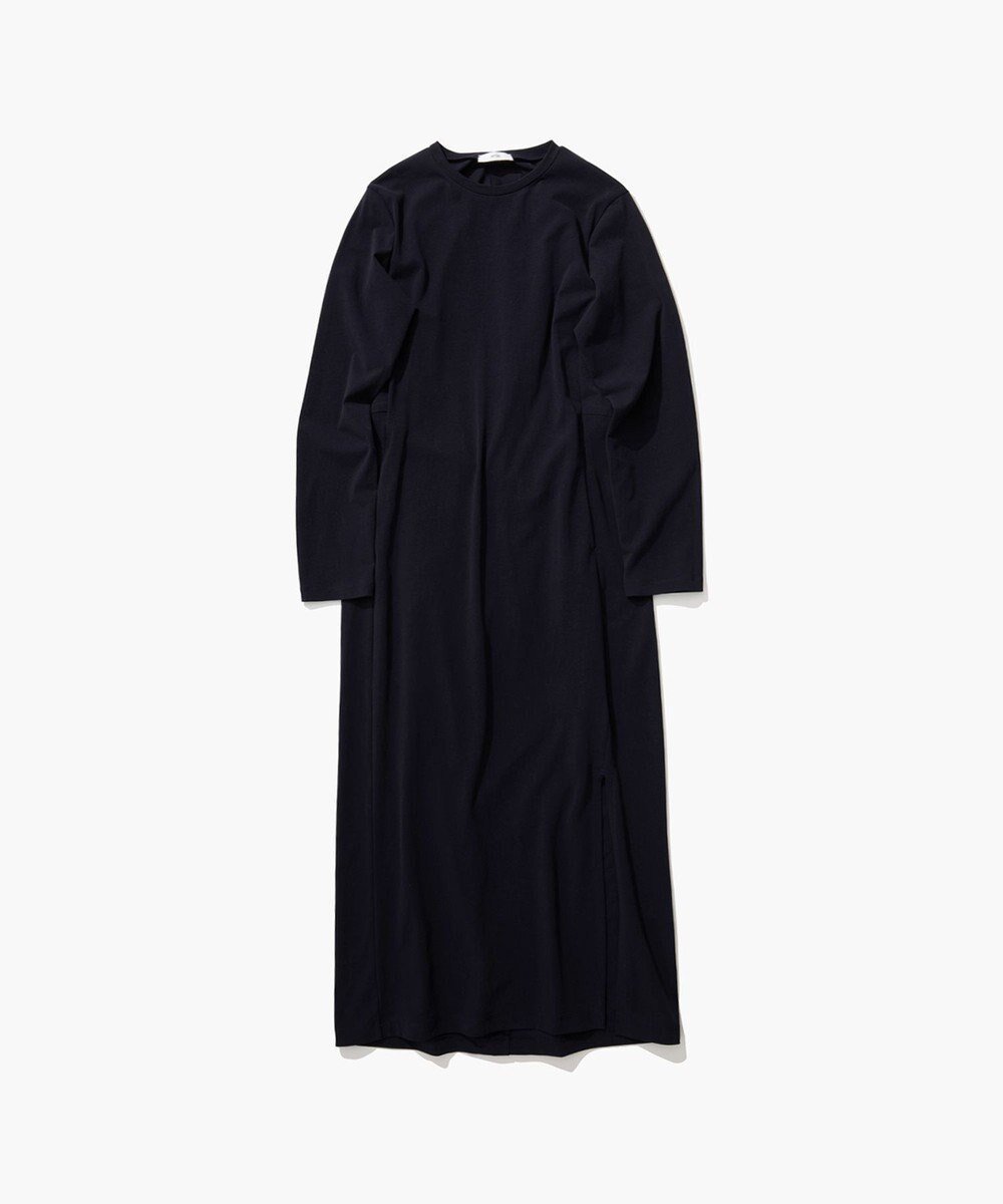 【エイトン/ATON】のFRESCA PLATE NUBUCK クルーネックドレス インテリア・キッズ・メンズ・レディースファッション・服の通販 founy(ファニー) 　ファッション　Fashion　レディースファッション　Fashion for Women　ワンピース　Dresses　フォーマル・パーティードレス・結婚式用ドレス　Elegant & Casual Dresses　インド　Indian Textile　シンプル　Simple, Minimal　ストレート　Straight, Straight Cut　スリット　Slit, Slit Detail　ドレス　Dress, One-Piece　ドレープ　Drape, Draping Fabric　フィット　Fit, Slim Fit　ブラウジング　Blouson Silhouette, Cinched Waist　ポケット　Pocket, Pocket Detail　ロング　Long, Long-Length　A/W・秋冬　Autumn/Winter　DARK NAVY|ID: prp329100004614301 ipo3291000000033670675