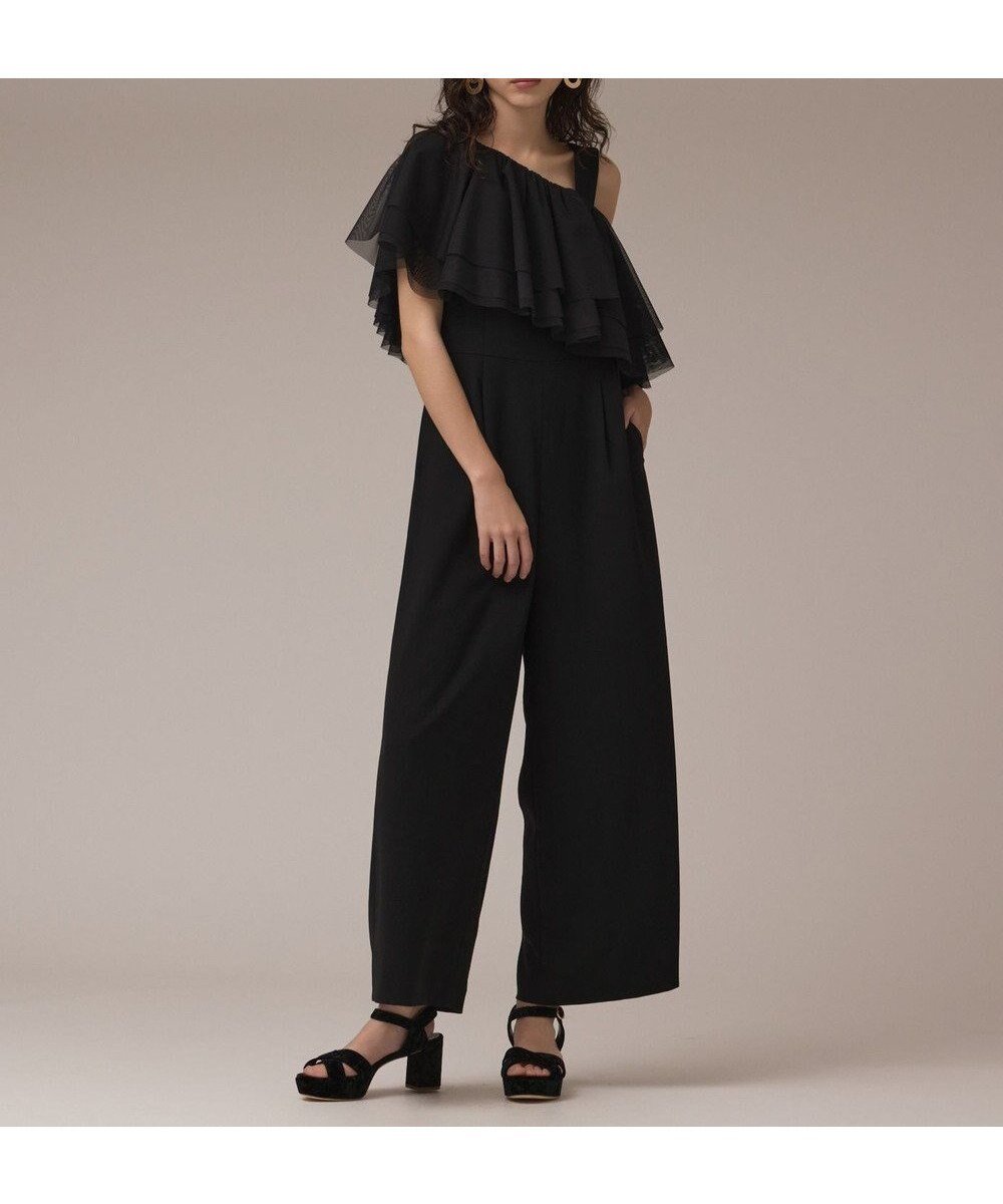 【グレース コンチネンタル/GRACE CONTINENTAL】のフリルケープサロペット インテリア・キッズ・メンズ・レディースファッション・服の通販 founy(ファニー) 　ファッション　Fashion　レディースファッション　Fashion for Women　ワンピース　Dresses　オールインワン・ワンピース　Dresses and Jumpsuits　サロペット&オールインワン　Dungarees & Jumpsuit Styles　春　Spring　サテン　Satin, Glossy Fabric　サロペット　Overalls, Salopette　ショルダー　Shoulder, Shoulder Strap　シンプル　Simple, Minimal　ジョーゼット　Georgette, Semi-Sheer Fabric　スクエア　Square, Square Shape　セットアップ　Set-Up, Coordinated Outfit　チュール　Tulip, Tulip Motif　フリル　Frill, Ruffle　ボレロ　Bolero, Short Cardigan　ワイド　Wide, Wide Fit　S/S・春夏　SS, Spring/Summer, Warm Season　おすすめ　Recommended / Our Picks　夏　Summer　ブラック|ID: prp329100004614317 ipo3291000000033038325