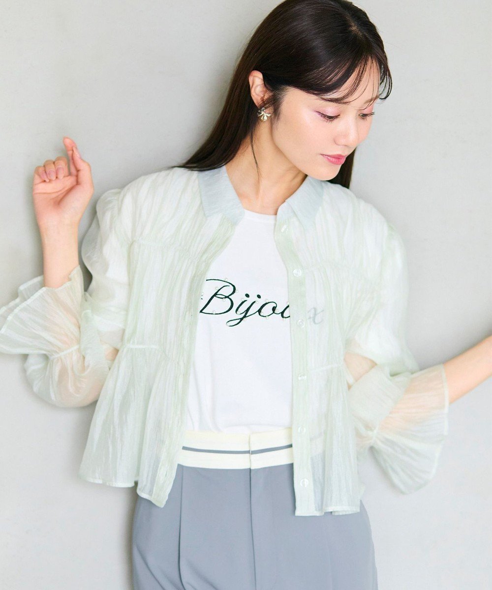 【フェルゥ/Feroux】の【先行予約・洗える】シャーリング シアーシャツ 人気、トレンドファッション・服の通販 founy(ファニー) 　ファッション　Fashion　レディースファッション　Fashion for Women　トップス・カットソー　Cut & Sew Tops　シャツ・ブラウス・オフィスカジュアル　Elegant Blouses & Button-Ups　オーガンジー　Organza Fabric　春　Spring　洗える　Machine Washable　キャミワンピース　Cami Dress, Slip Dress　ギャザー　Gathered, Ruffled　シアー　Sheer, See-Through　シャーリング　Shirring, Ruched　スリーブ　Sleeve, Long Sleeve / Short Sleeve　フェミニン　Feminine, Girly　ペプラム　Peplum, Flared Hem　S/S・春夏　SS, Spring/Summer, Warm Season　おすすめ　Recommended / Our Picks　夏　Summer　 other-1|ID: prp329100004614348 ipo3291000000033066697