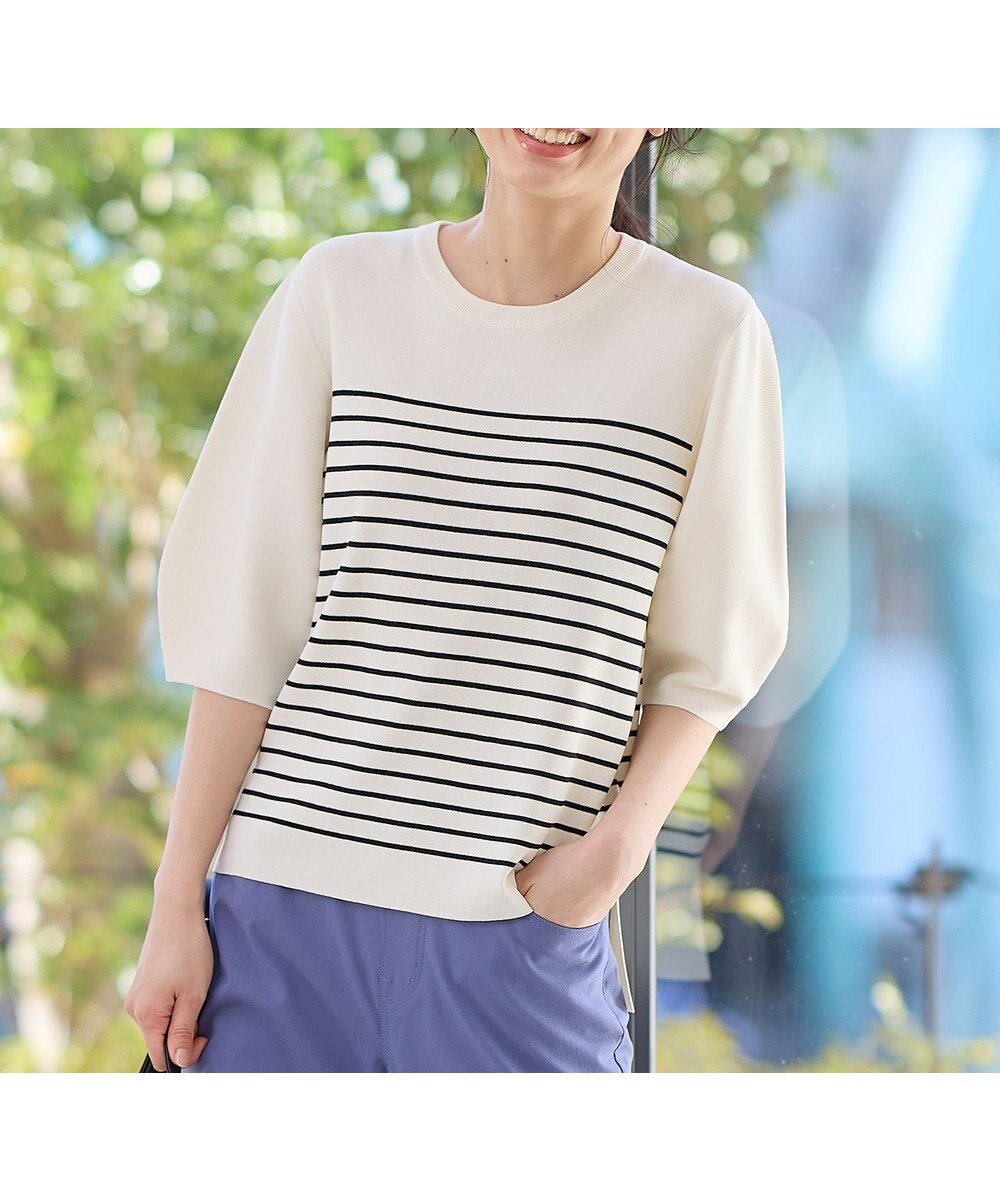 【エニー/ANY】の【洗濯機可/UVカット/アンチピリング】パフスリーブニットプルオーバー 人気、トレンドファッション・服の通販 founy(ファニー) 　ファッション　Fashion　レディースファッション　Fashion for Women　トップス・カットソー　Cut & Sew Tops　ニット　Knit Tops & Sweaters　カジュアルプルオーバー・ニットトップス　Pullovers & Knit Tops / Casual Pullovers　スリット　Slit, Slit Detail　スリーブ　Sleeve, Long Sleeve / Short Sleeve　セーター　Sweater, Knitwear　エレガント 上品　Elegant　夏　Summer　春　Spring　S/S・春夏　SS, Spring/Summer, Warm Season　 other-1|ID: prp329100004614558 ipo3291000000034463709