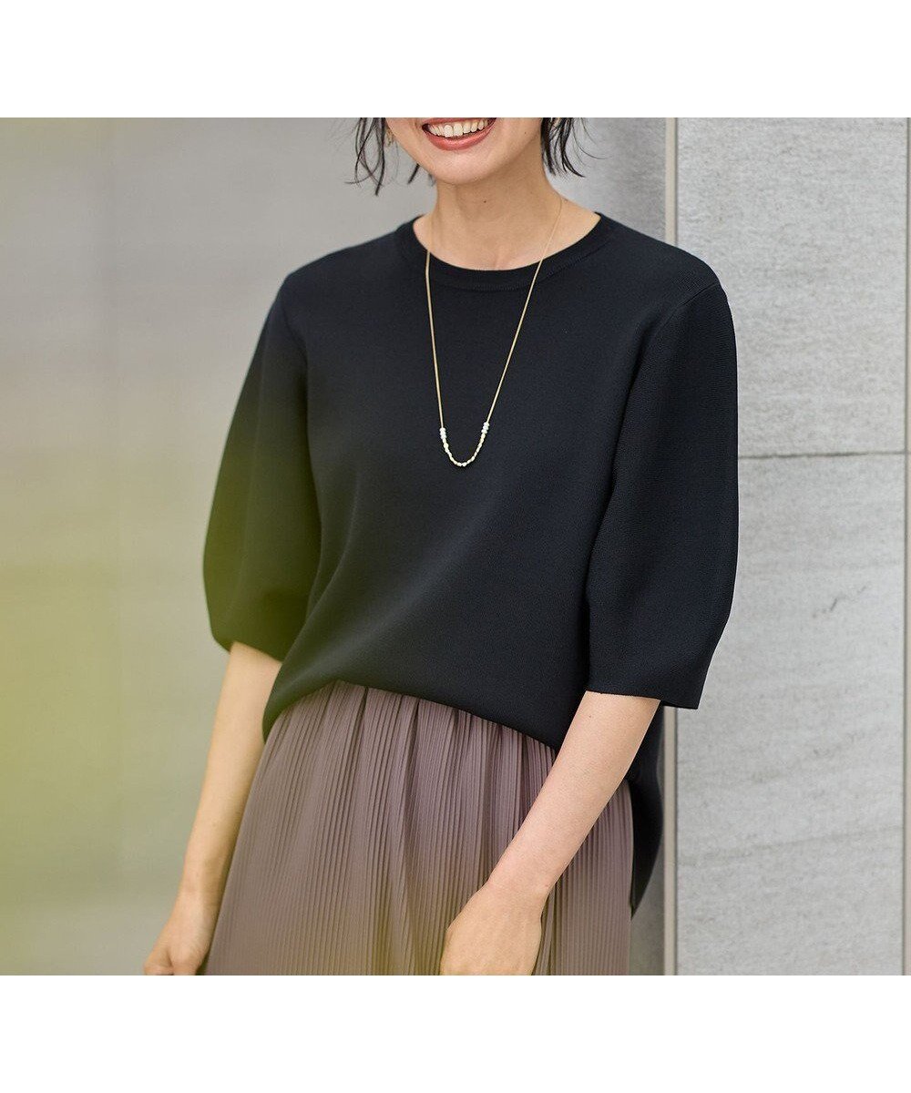 【エニー/ANY】の【洗濯機可/UVカット/アンチピリング】パフスリーブニットプルオーバー インテリア・キッズ・メンズ・レディースファッション・服の通販 founy(ファニー) 　ファッション　Fashion　レディースファッション　Fashion for Women　トップス・カットソー　Cut & Sew Tops　ニット　Knit Tops & Sweaters　カジュアルプルオーバー・ニットトップス　Pullovers & Knit Tops / Casual Pullovers　スリット　Slit, Slit Detail　スリーブ　Sleeve, Long Sleeve / Short Sleeve　セーター　Sweater, Knitwear　エレガント 上品　Elegant　夏　Summer　春　Spring　S/S・春夏　SS, Spring/Summer, Warm Season　ブラック|ID: prp329100004614558 ipo3291000000034463711