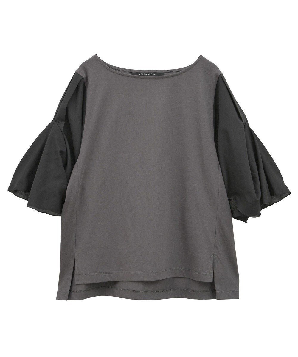 【イェッカ ヴェッカ/YECCA VECCA】のシアースリーブカットソー インテリア・キッズ・メンズ・レディースファッション・服の通販 founy(ファニー) 　ファッション　Fashion　レディースファッション　Fashion for Women　トップス・カットソー　Cut & Sew Tops　シャツ・ブラウス・オフィスカジュアル　Elegant Blouses & Button-Ups　ロングTシャツ・Tシャツ　Longline T-Shirts & Tees　カットソー・ベーシックTシャツ　Cut-and-Sewn Tops / Stretch Tees & Basics　おすすめ　Recommended / Our Picks　カットソー　Cut and Sewn Top　シアー　Sheer, See-Through　スタイリッシュ　Stylish, Fashionable　スリーブ　Sleeve, Long Sleeve / Short Sleeve　ポケット　Pocket, Pocket Detail　A/W・秋冬　Autumn/Winter　Charcoal Gray|ID: prp329100004614581 ipo3291000000033043612