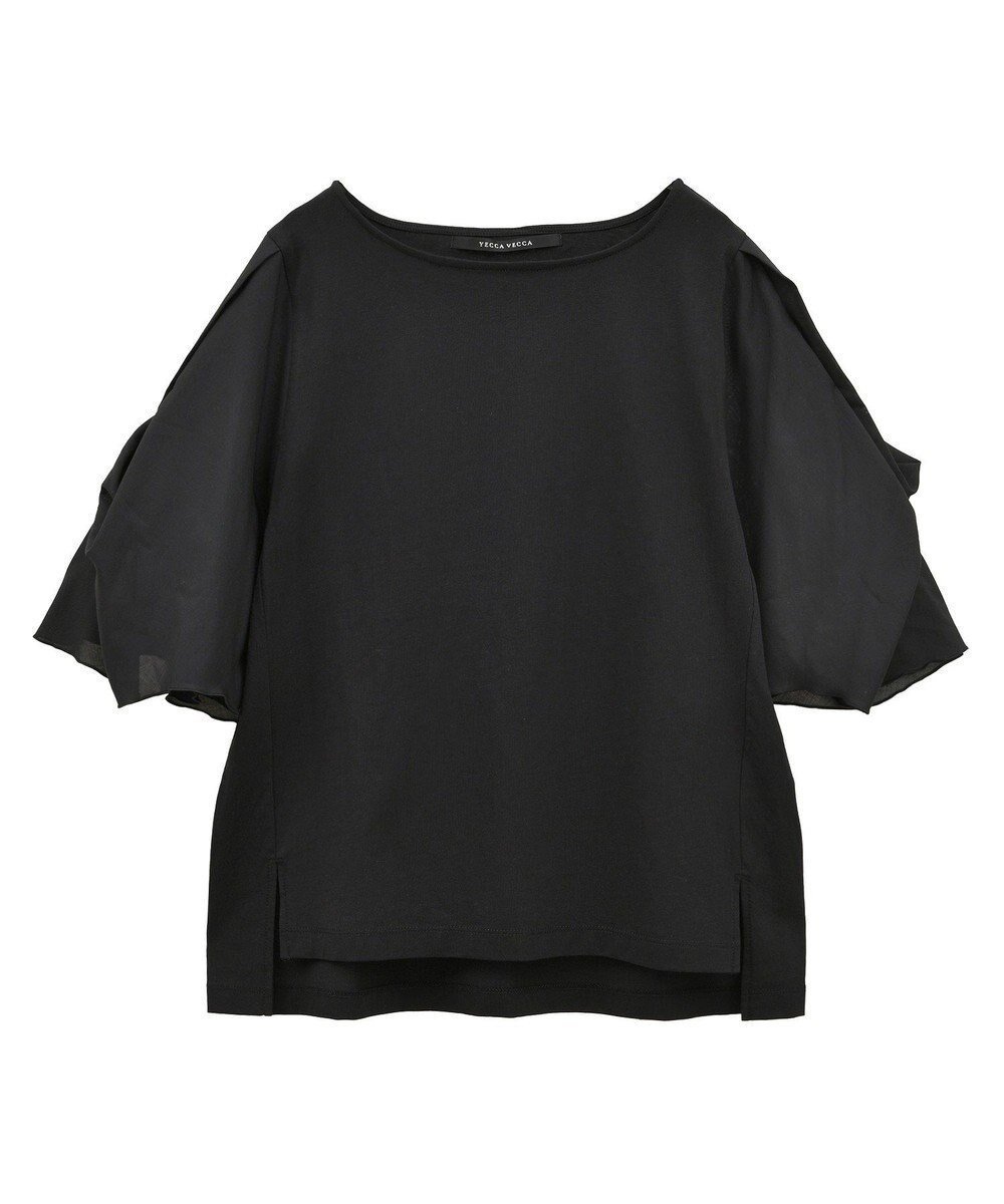 【イェッカ ヴェッカ/YECCA VECCA】のシアースリーブカットソー インテリア・キッズ・メンズ・レディースファッション・服の通販 founy(ファニー) 　ファッション　Fashion　レディースファッション　Fashion for Women　トップス・カットソー　Cut & Sew Tops　シャツ・ブラウス・オフィスカジュアル　Elegant Blouses & Button-Ups　ロングTシャツ・Tシャツ　Longline T-Shirts & Tees　カットソー・ベーシックTシャツ　Cut-and-Sewn Tops / Stretch Tees & Basics　おすすめ　Recommended / Our Picks　カットソー　Cut and Sewn Top　シアー　Sheer, See-Through　スタイリッシュ　Stylish, Fashionable　スリーブ　Sleeve, Long Sleeve / Short Sleeve　ポケット　Pocket, Pocket Detail　A/W・秋冬　Autumn/Winter　Black|ID: prp329100004614581 ipo3291000000033043614
