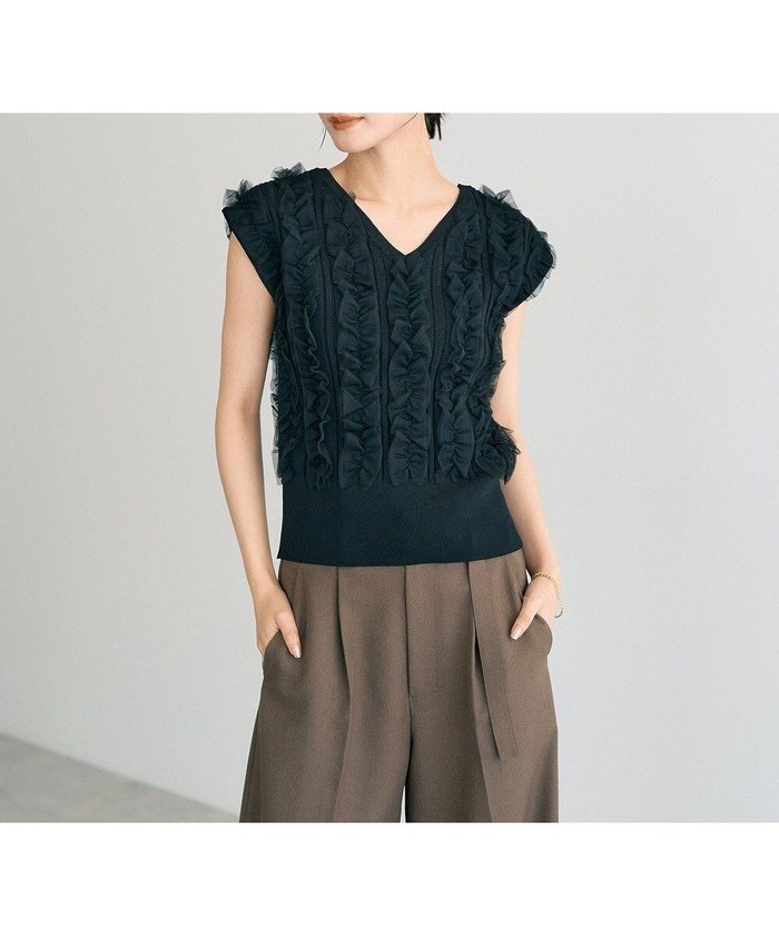 【イェッカ ヴェッカ/YECCA VECCA】の2wayチュールフリルニット インテリア・キッズ・メンズ・レディースファッション・服の通販 founy(ファニー) https://founy.com/ ファッション Fashion レディースファッション Fashion for Women トップス・カットソー Cut & Sew Tops ニット Knit Tops & Sweaters おすすめ Recommended / Our Picks セーター Sweater, Knitwear トレンド Trend, Trending Now ノースリーブ Sleeveless, No-Sleeve ボトム Bottoms, Lower Wear ポケット Pocket, Pocket Detail ラウンド Round, Round Neck A/W・秋冬 Autumn/Winter |ID: prp329100004614582 ipo3291000000033043619