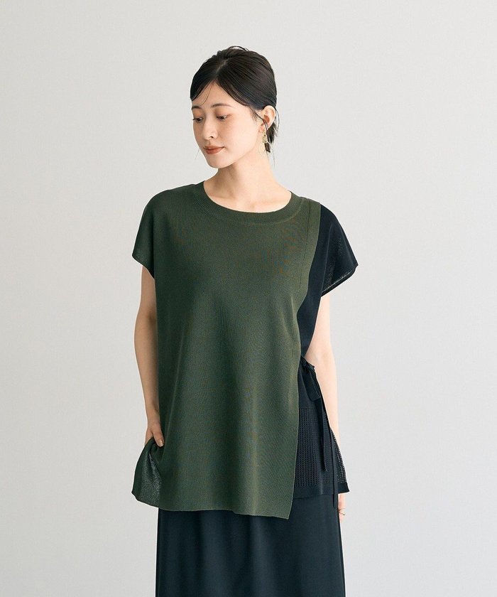 【イェッカ ヴェッカ/YECCA VECCA】のメッシュ編みレイヤードニット インテリア・キッズ・メンズ・レディースファッション・服の通販 founy(ファニー) https://founy.com/ ファッション Fashion レディースファッション Fashion for Women トップス・カットソー Cut & Sew Tops ニット Knit Tops & Sweaters スリーブ Sleeve, Long Sleeve / Short Sleeve セーター Sweater, Knitwear フレンチ French, French Style ヘムライン Hemline, Bottom Cut ポケット Pocket, Pocket Detail メッシュ Mesh, Net Fabric リボン Ribbon, Bow エレガント 上品 Elegant A/W・秋冬 Autumn/Winter |ID: prp329100004614590 ipo3291000000033043694