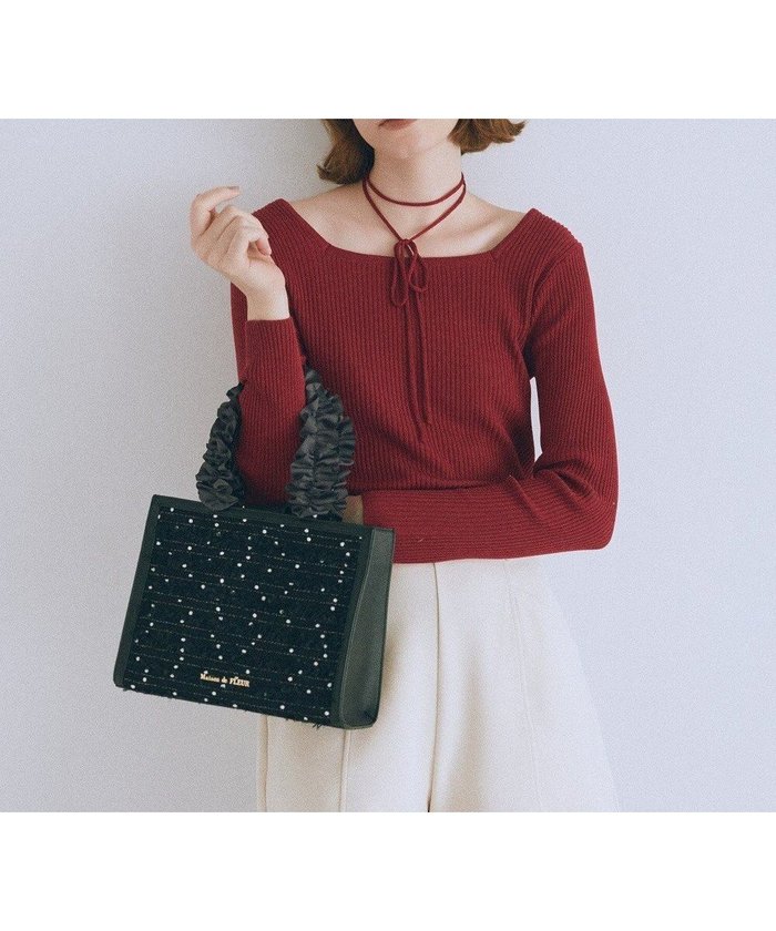 【メゾンドフルール/Maison de FLEUR】のLINTONツイードスクエアフリルトートバッグ インテリア・キッズ・メンズ・レディースファッション・服の通販 founy(ファニー) https://founy.com/ ファッション Fashion レディースファッション Fashion for Women バッグ Bags 新作・新入荷 New Arrivals / New In クラシカル Classical, Vintage-Inspired コレクション Collection, Seasonal Line コンパクト Compact, Small Size スマホ Smartphone, Mobile Device ツイード Twill, Twill Weave フリル Frill, Ruffle ポケット Pocket, Pocket Detail エレガント 上品 Elegant |ID: prp329100004614610 ipo3291000000033043877