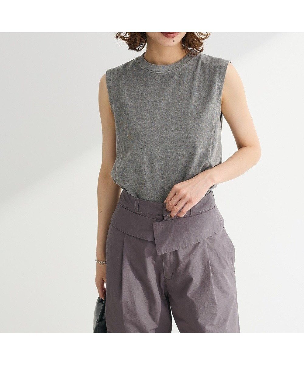 【グリーンパークス/Green Parks】の・DOUBLE FLAGS ピグメント切替ノースリ インテリア・キッズ・メンズ・レディースファッション・服の通販 founy(ファニー) 　ファッション　Fashion　レディースファッション　Fashion for Women　トップス・カットソー　Cut & Sew Tops　シャツ・ブラウス・オフィスカジュアル　Elegant Blouses & Button-Ups　ロングTシャツ・Tシャツ　Longline T-Shirts & Tees　カットソー・ベーシックTシャツ　Cut-and-Sewn Tops / Stretch Tees & Basics　新作・新入荷　New Arrivals / New In　カットソー　Cut and Sewn Top　シンプル　Simple, Minimal　ノースリーブ　Sleeveless, No-Sleeve　フィット　Fit, Slim Fit　ポケット　Pocket, Pocket Detail　ヴィンテージ　Vintage Style　切替　Switching, Contrast Panel　A/W・秋冬　Autumn/Winter　Light Gray|ID: prp329100004614612 ipo3291000000033043908
