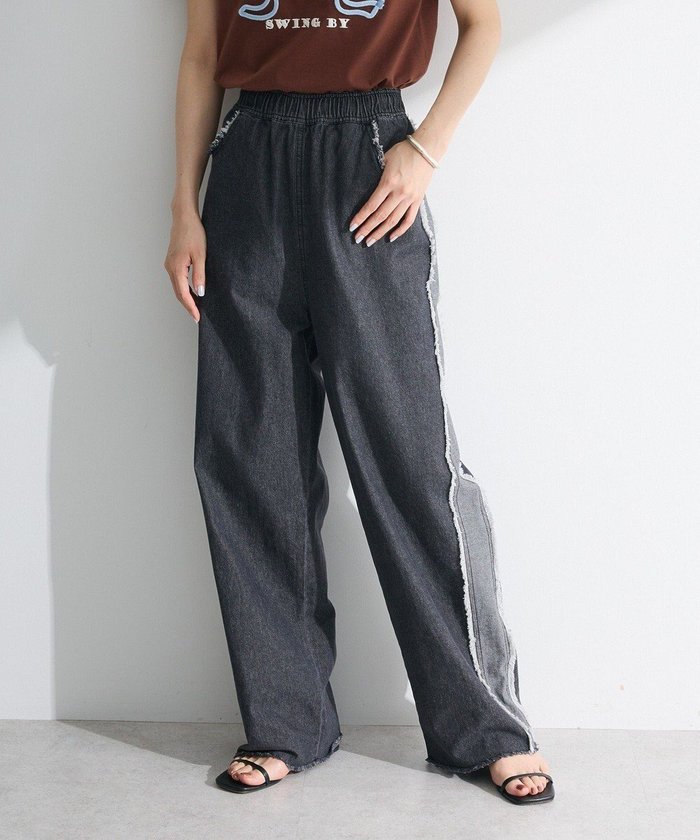 【グリーンパークス/Green Parks】の・DOUBLE FLAGS フリンジラインイージーデ インテリア・キッズ・メンズ・レディースファッション・服の通販 founy(ファニー) https://founy.com/ ファッション Fashion レディースファッション Fashion for Women パンツ Pants & Trousers デニムパンツ・ジーンズ・美脚デニム Denim Jeans & Pants 新作・新入荷 New Arrivals / New In おすすめ Recommended / Our Picks シンプル Simple, Minimal デニム Denim, Jeans Material フリンジ Fringe, Tassel ポケット Pocket, Pocket Detail 楽ちん Easy Fit, Comfortable A/W・秋冬 Autumn/Winter |ID: prp329100004614617 ipo3291000000033043952